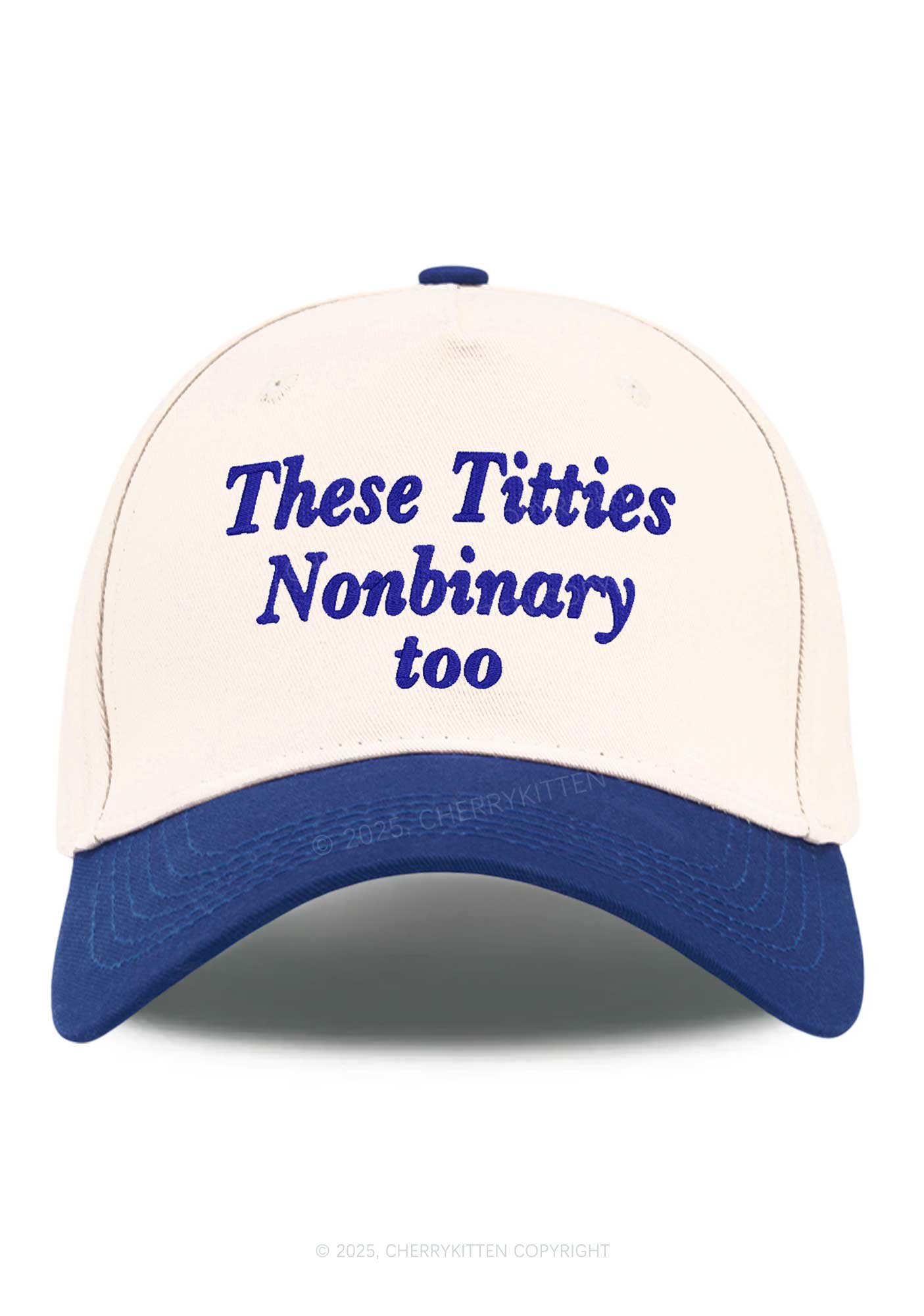 Embroidered Txtties Nonbinary Too Y2K Color Block Baseball Cap Cherrykitten