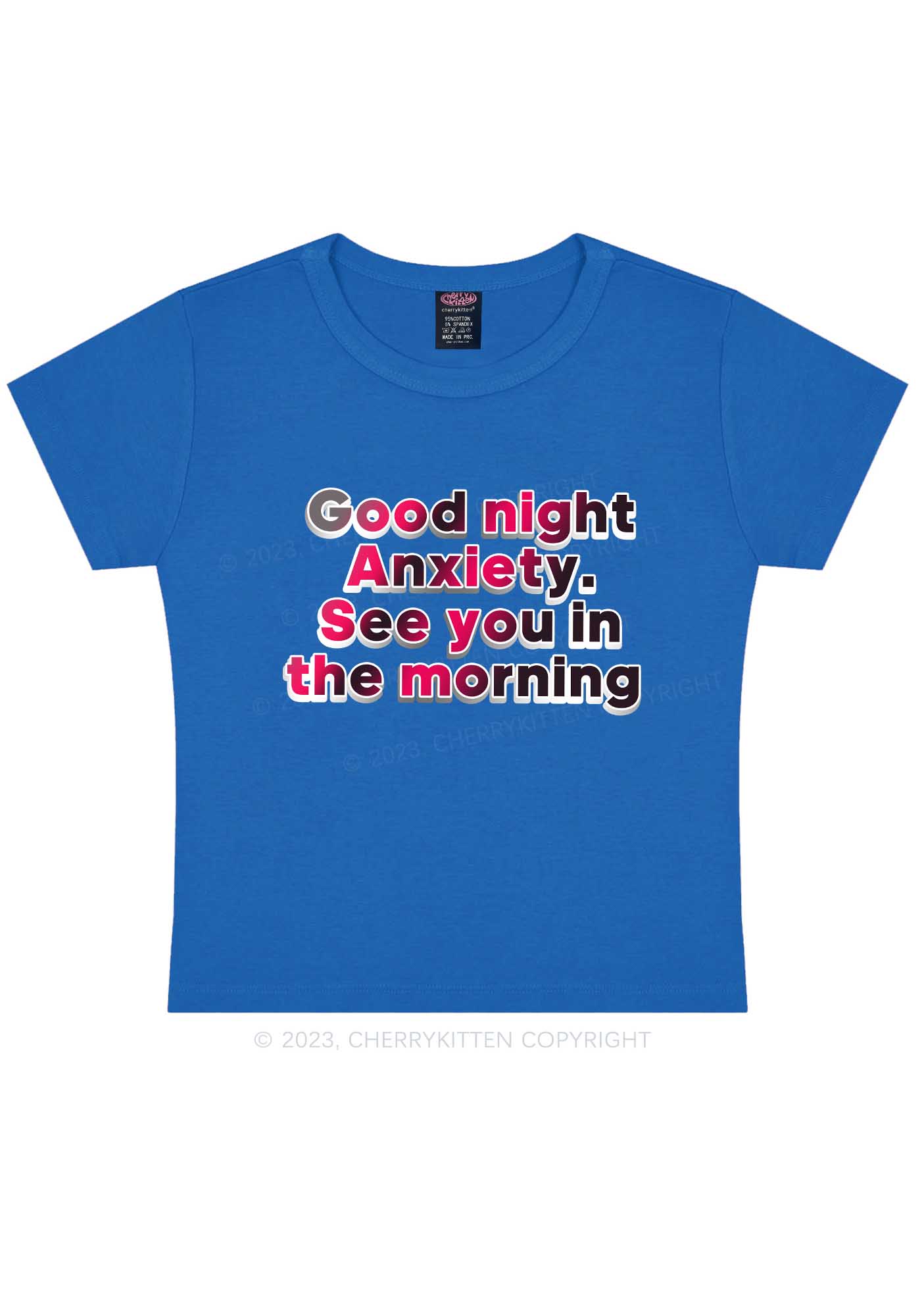 Good Night Anxiety Y2K Baby Tee Cherrykitten