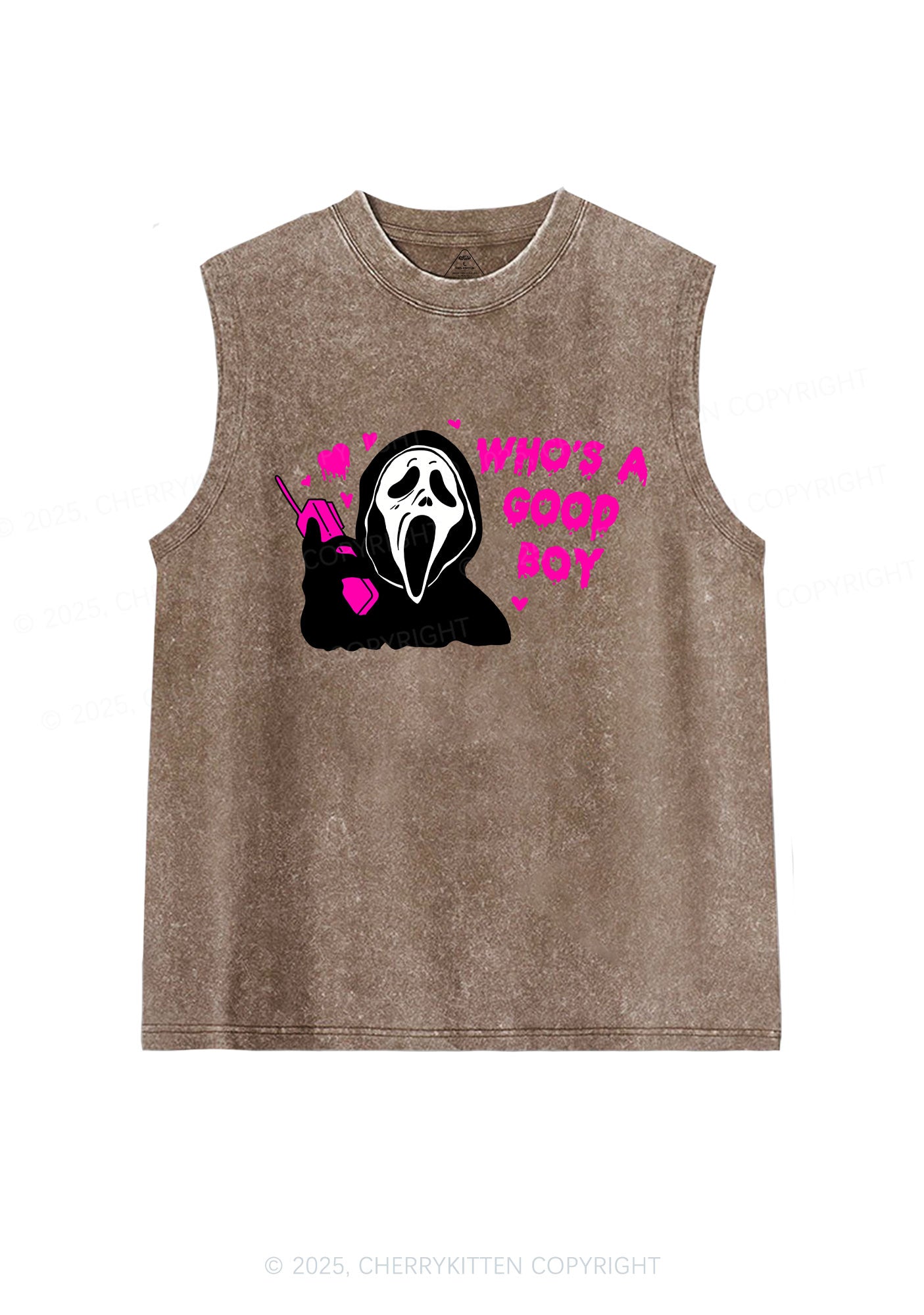 Halloween Whos Good Boy Y2K Washed Muscle Tank Cherrykitten