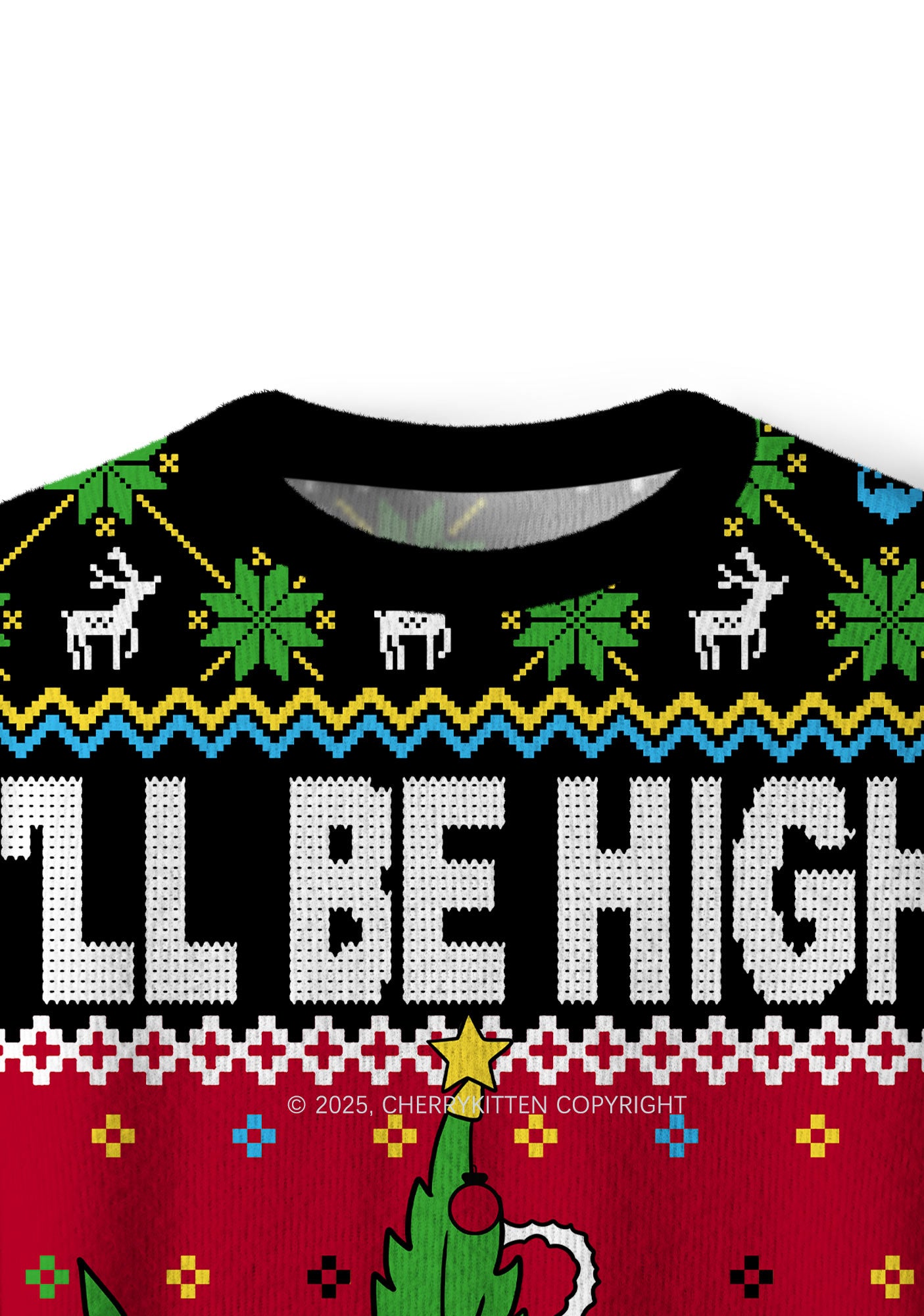 I Be High Y2K Christmas Knit Sweatshirt Cherrykitten