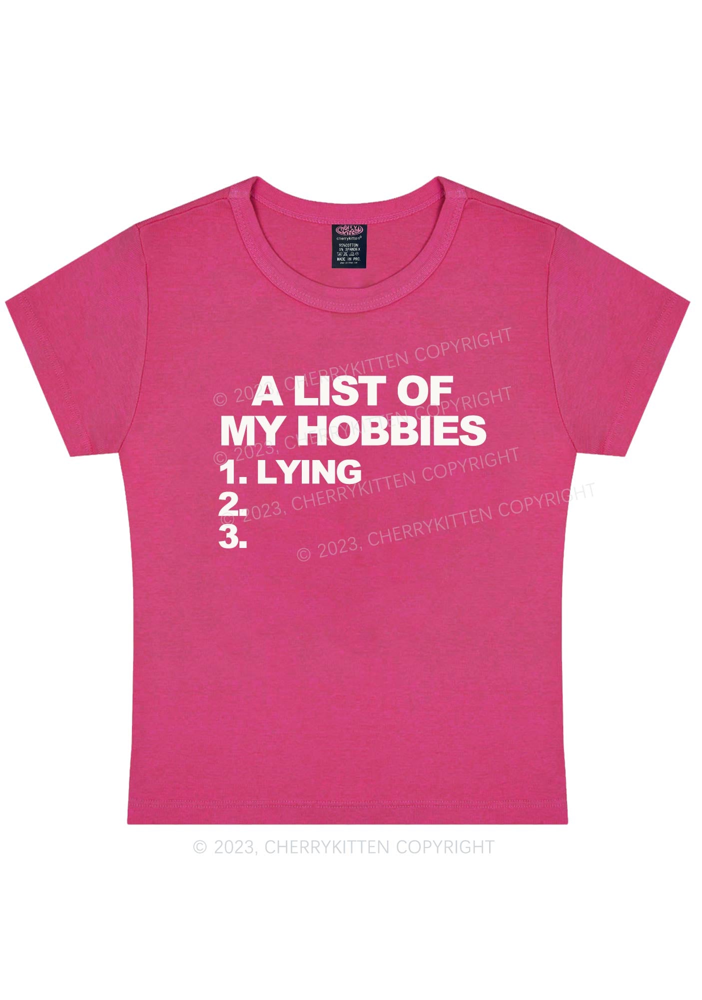 A List Of My Hobbies Lying Y2K Baby Tee Cherrykitten