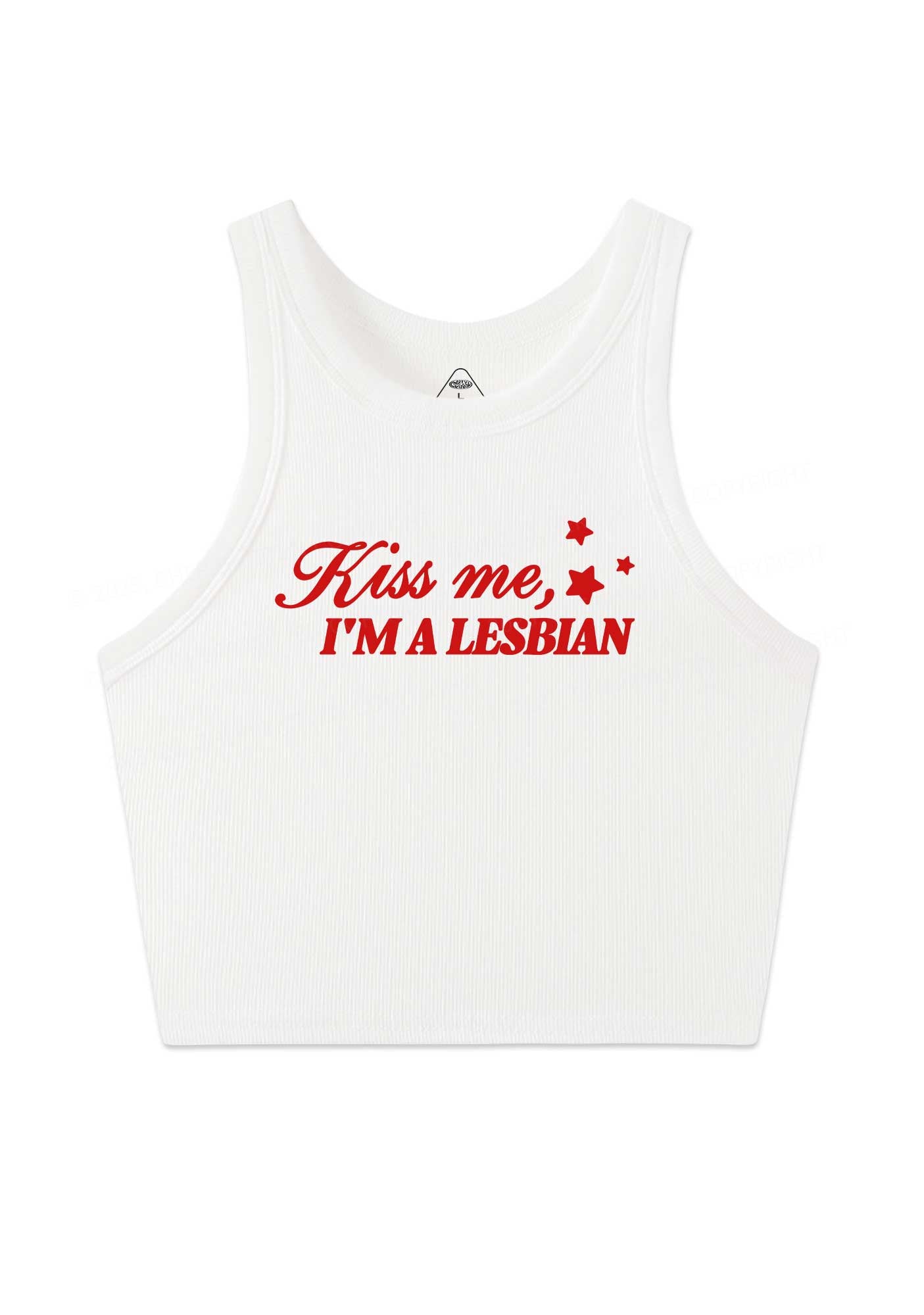 Kiss Me Im Lesbian Pride Y2K Crop Tank Top Cherrykitten