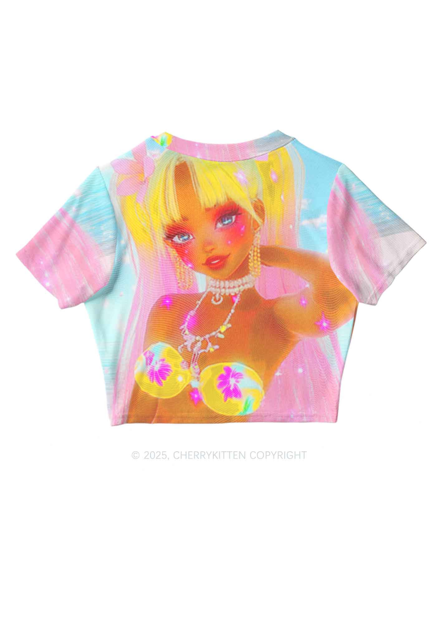 Flower Princess Y2K Mesh Crop Top Cherrykitten