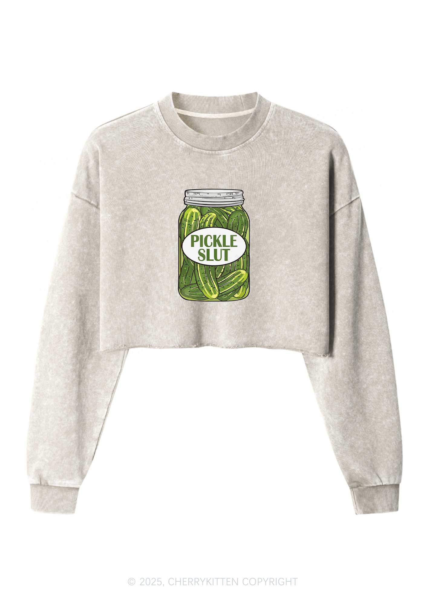 Pickle Slxt Y2K Crop Washed Sweatshirts Cherrykitten