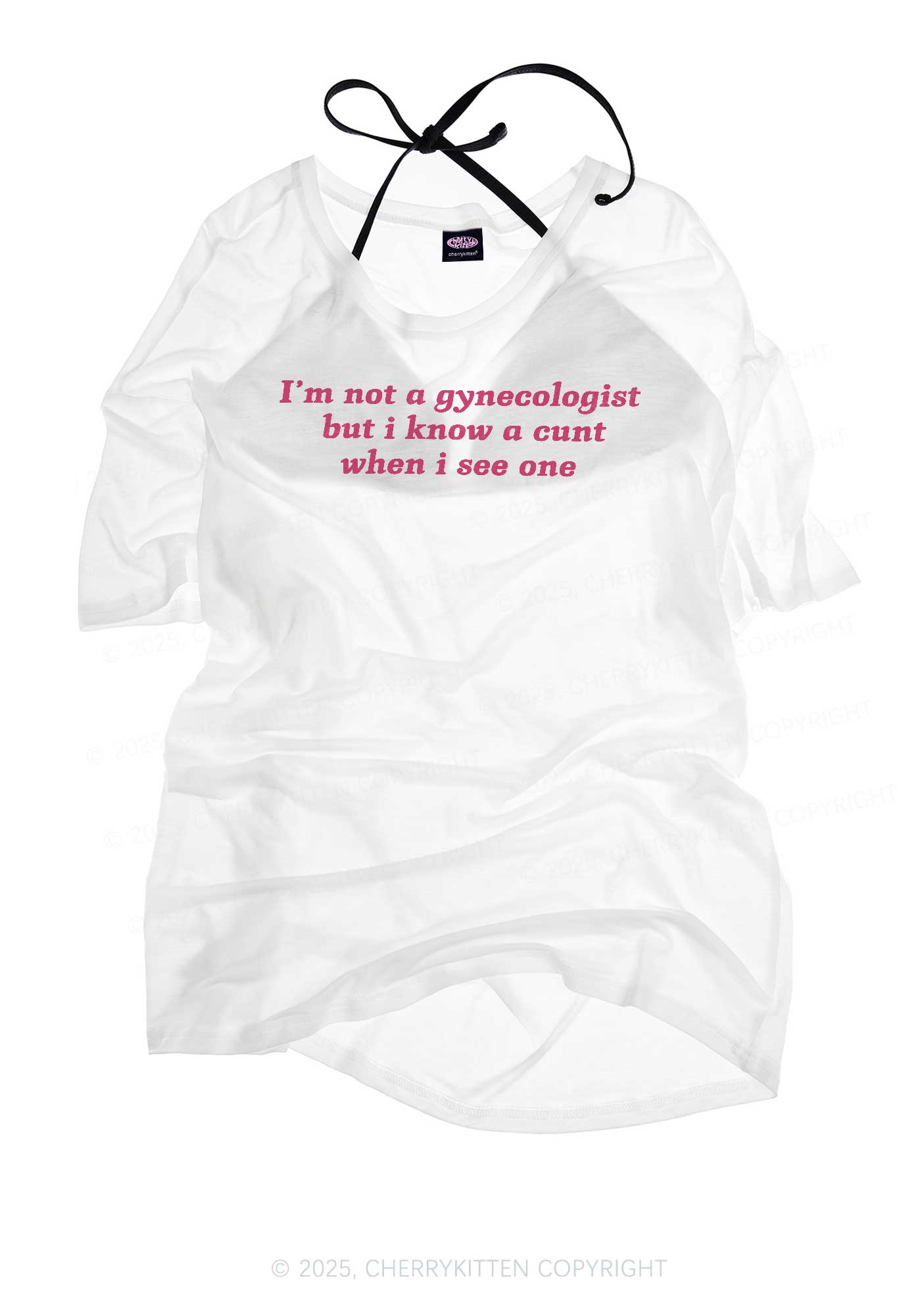 Im Not Gynecologist Y2K Sheer Boyfriend Tee Cherrykitten