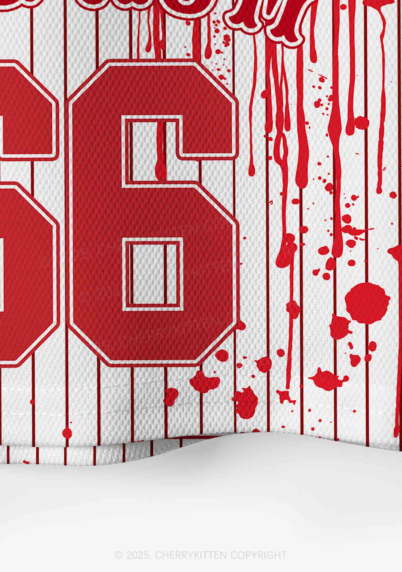 Halloween Custom Red Rum Blood Y2K Crop Sport Jersey Shirts Cherrykitten