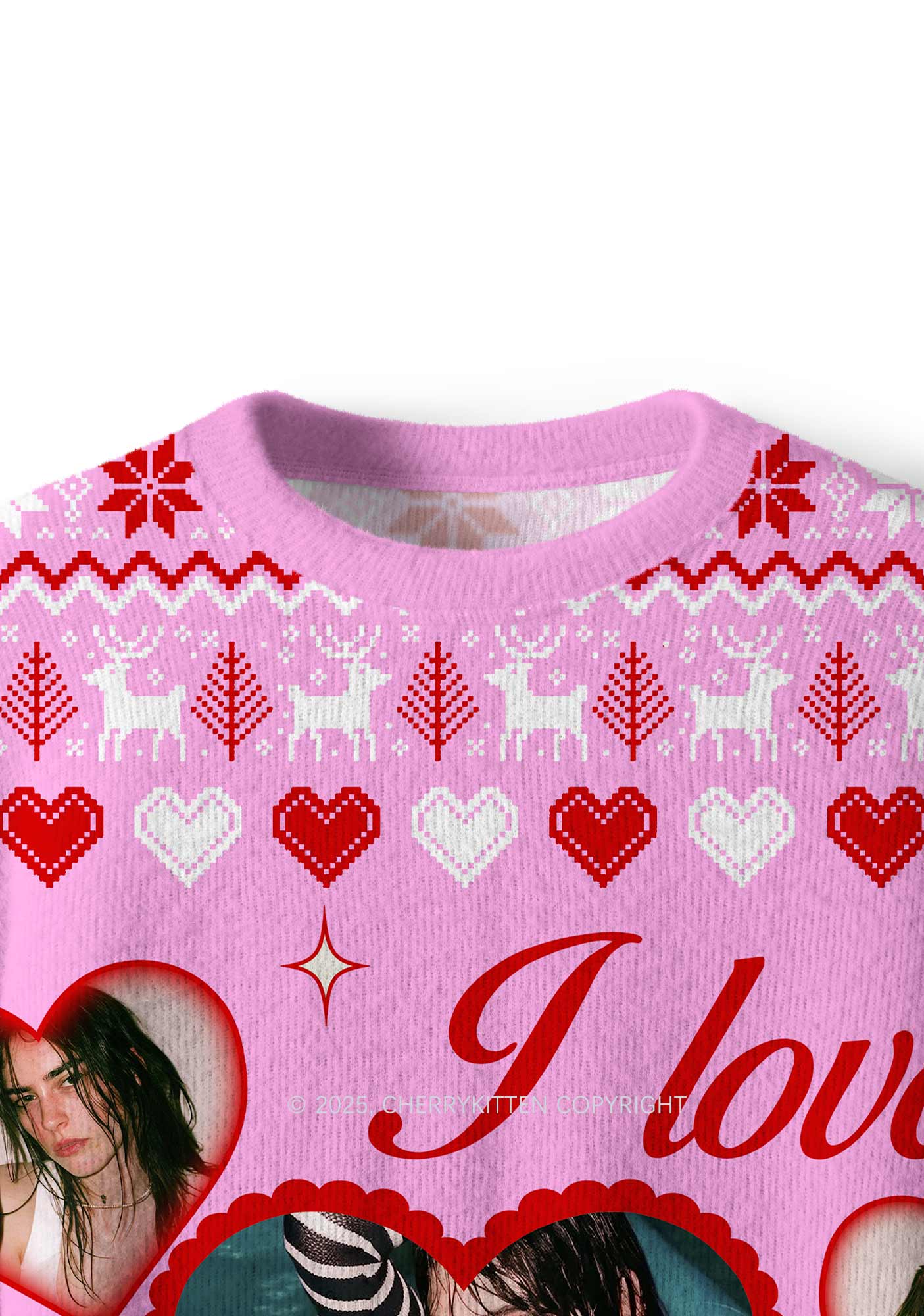 Custom Boyfriend Photos Y2K Christmas Knit Sweatshirt Cherrykitten