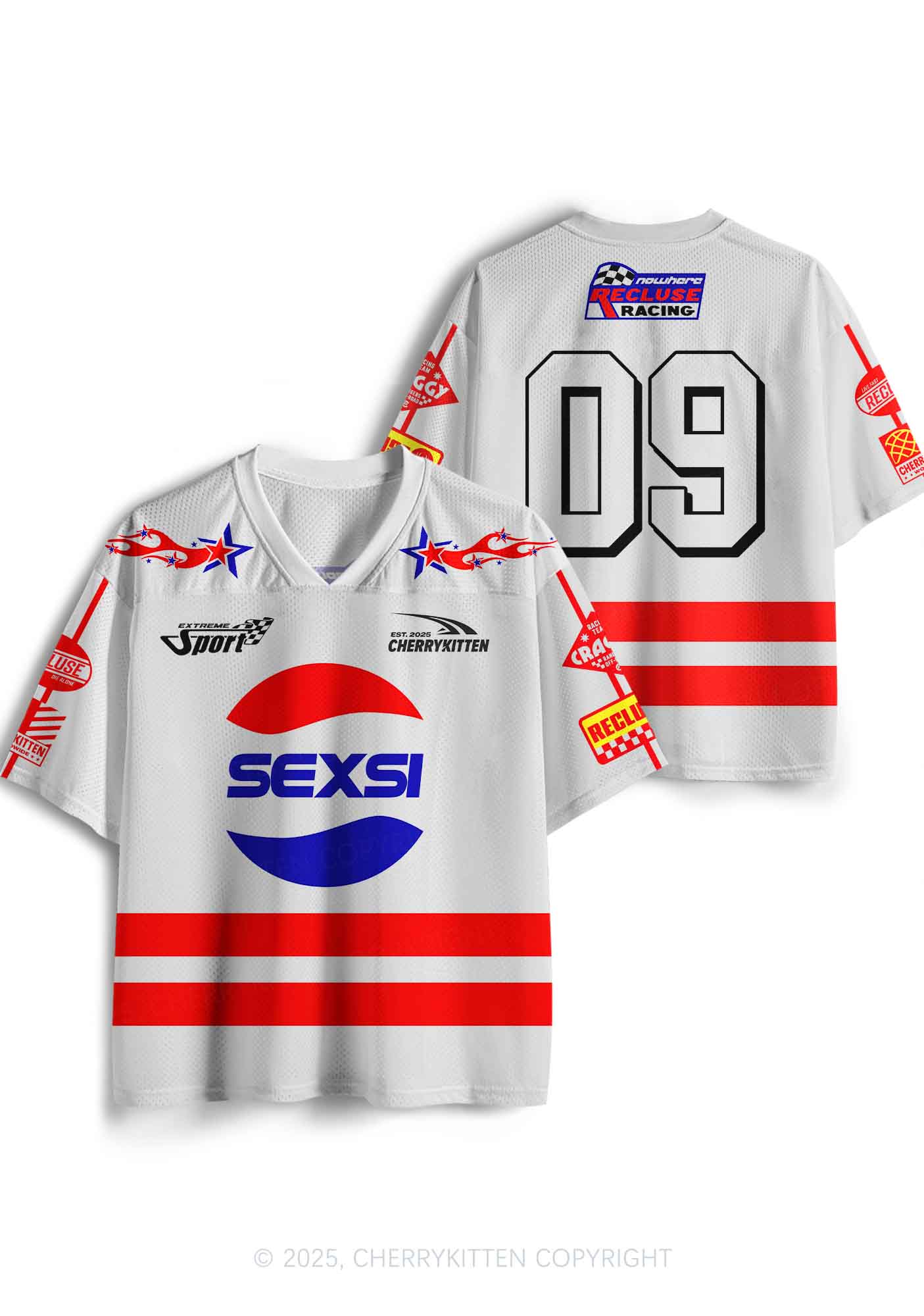 Custom Red Blue Sexsi Y2K Sport Jersey Shirts Cherrykitten