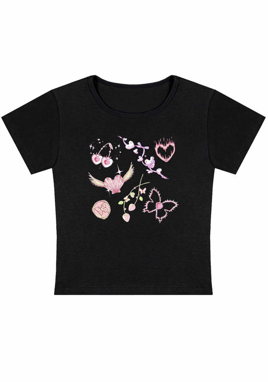 Pink Heart Butterfly Cherry Strawberry Y2K Baby Tee