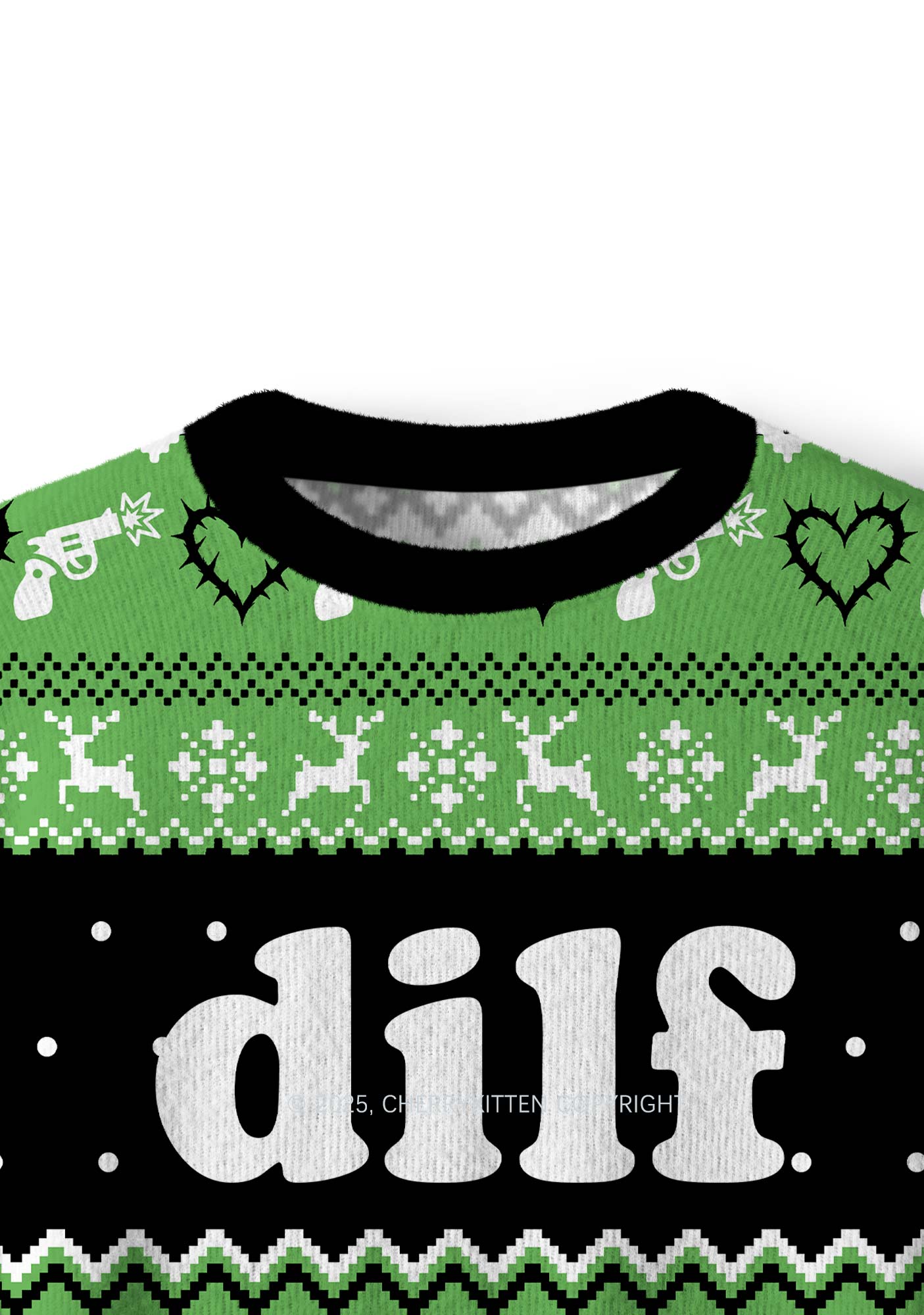 Green Hunter Y2K Christmas Knit Sweatshirt Cherrykitten