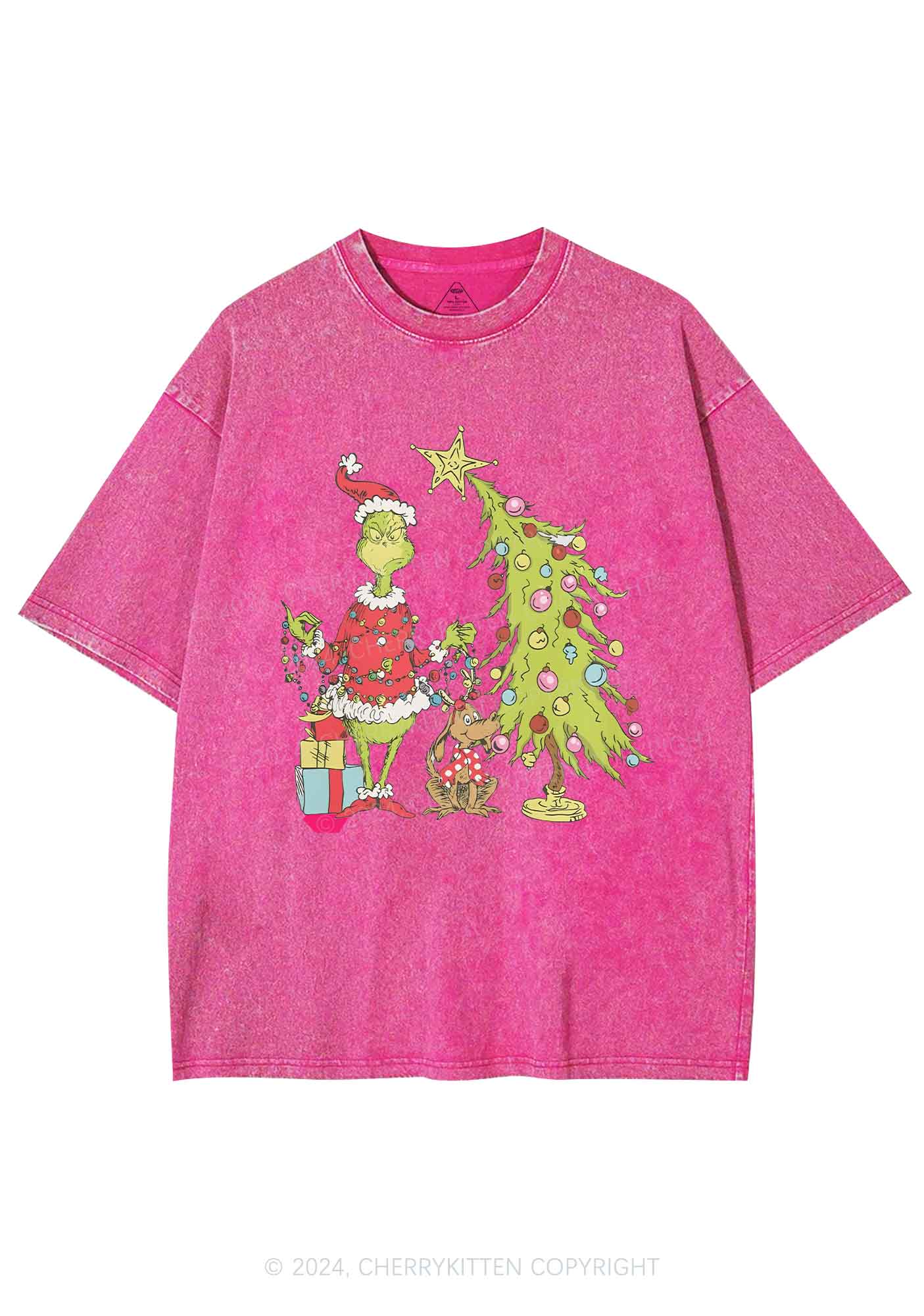 Christmas Tree Gift Y2K Washed Tee Cherrykitten