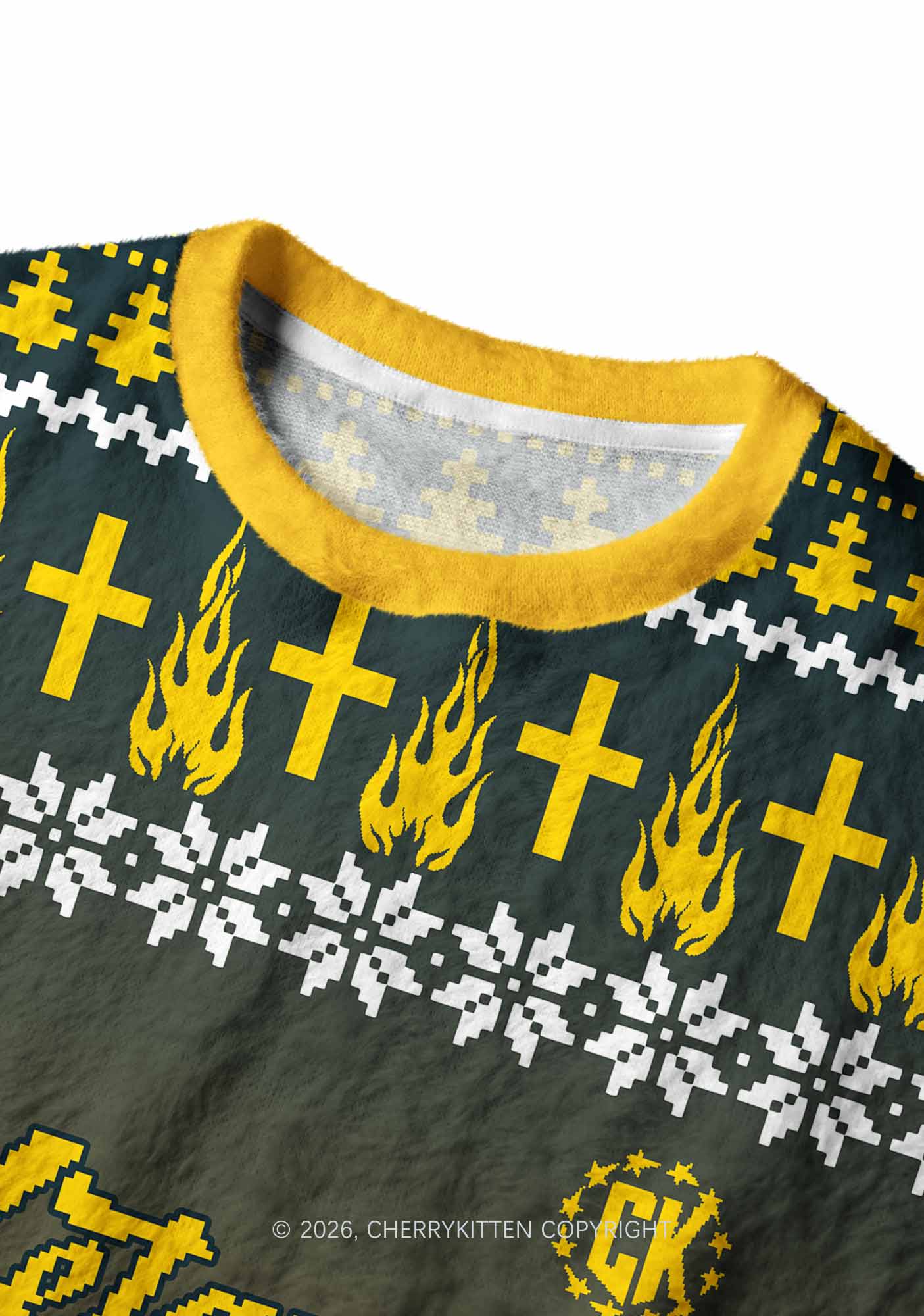 Yellow K Pony Y2K Christmas Knit Sweatshirt Cherrykitten
