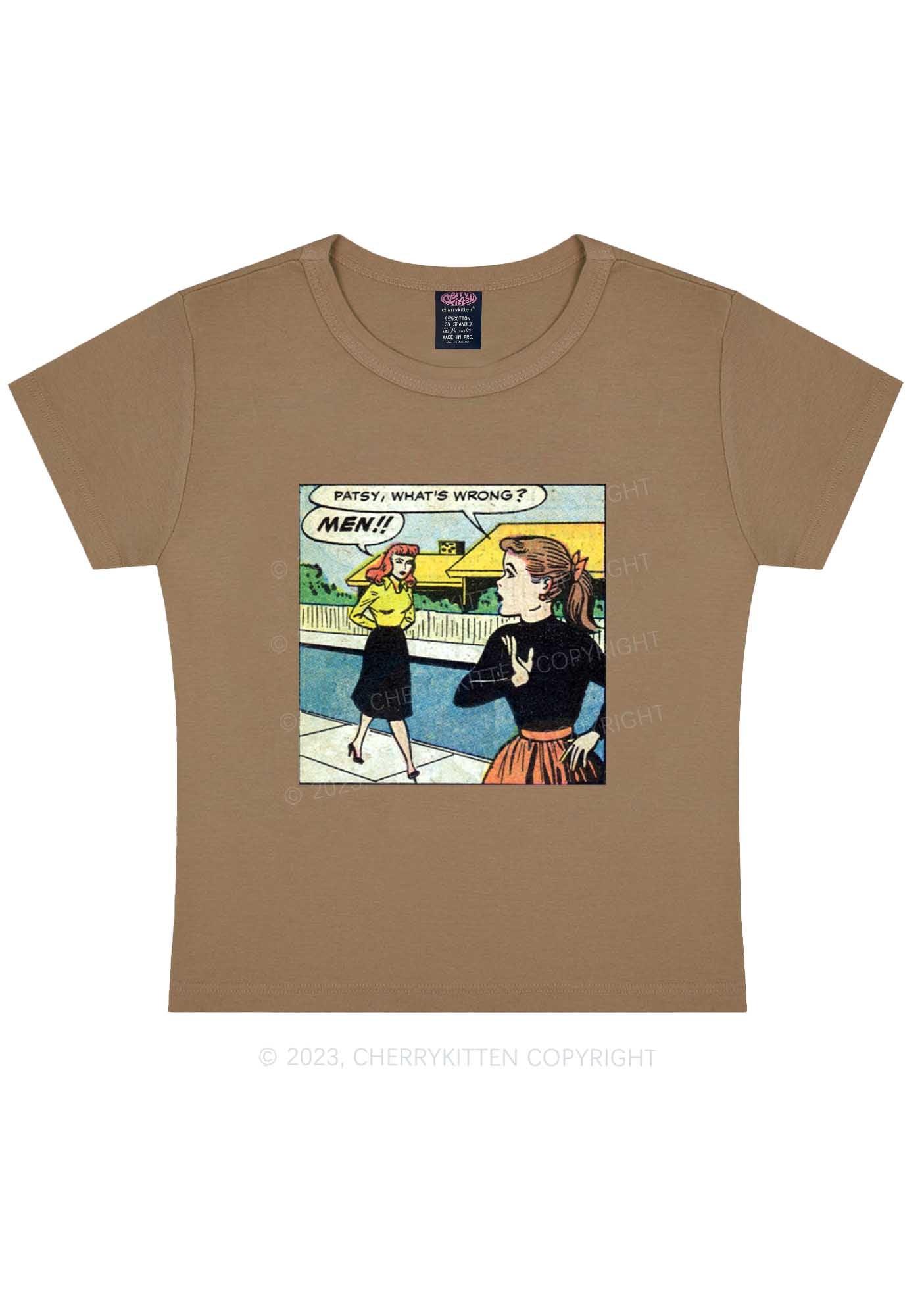 What's Wrong Men Y2K Baby Tee Cherrykitten