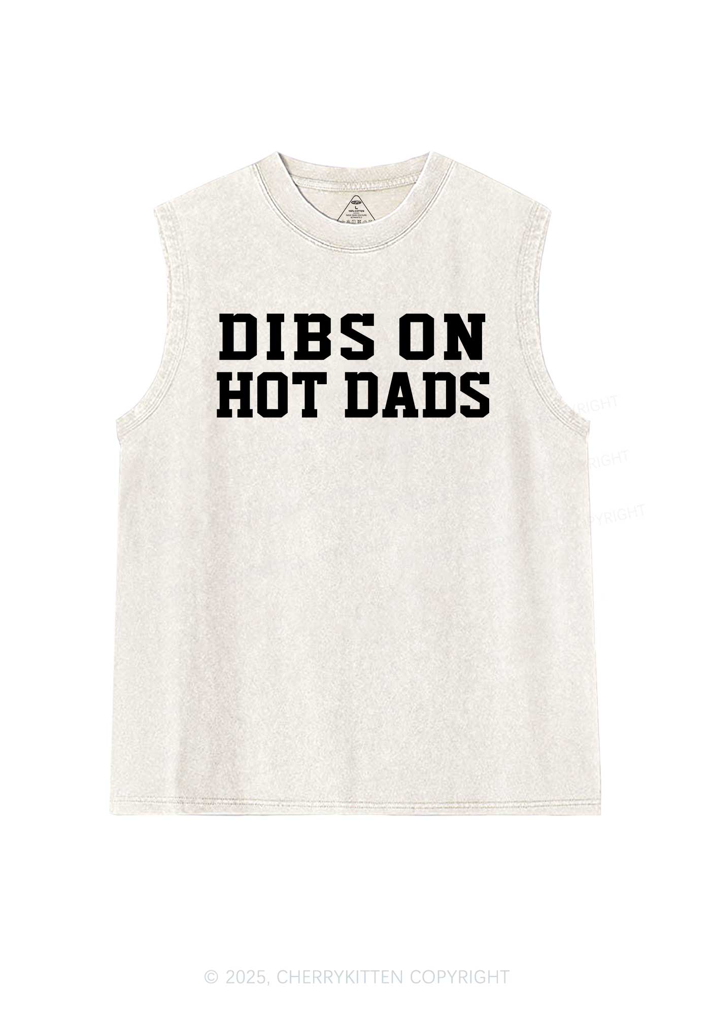 Dibs On Hot Dads Y2K Washed Muscle Tank Cherrykitten