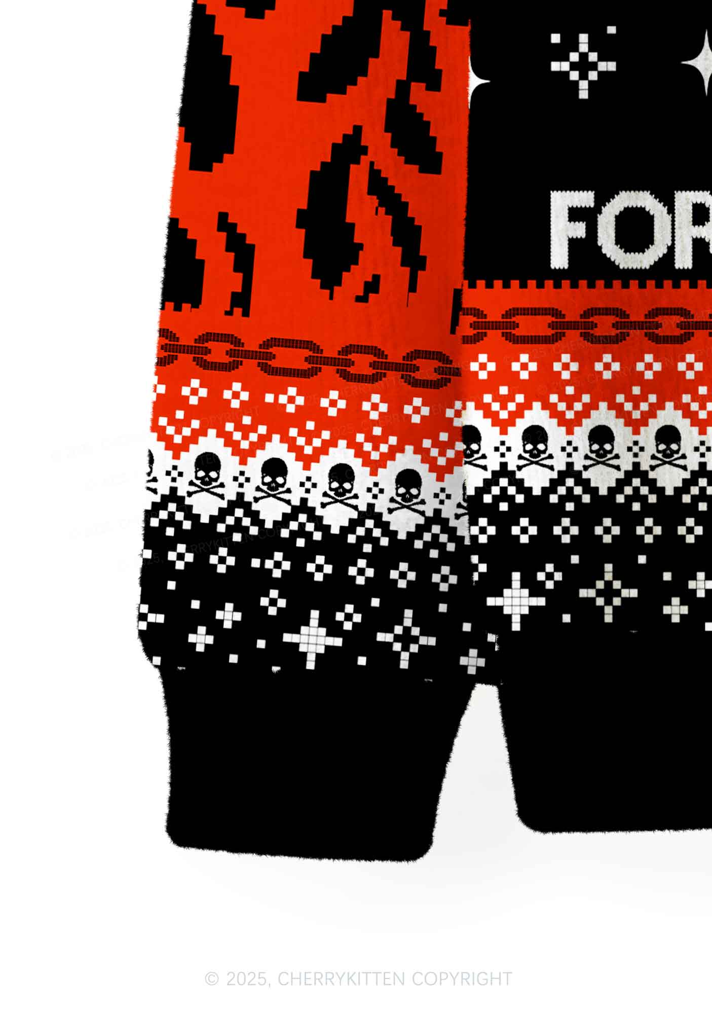 Halloween Satan Loves You Heart Y2K Christmas Cardigan Knit Sweatshirt Cherrykitten