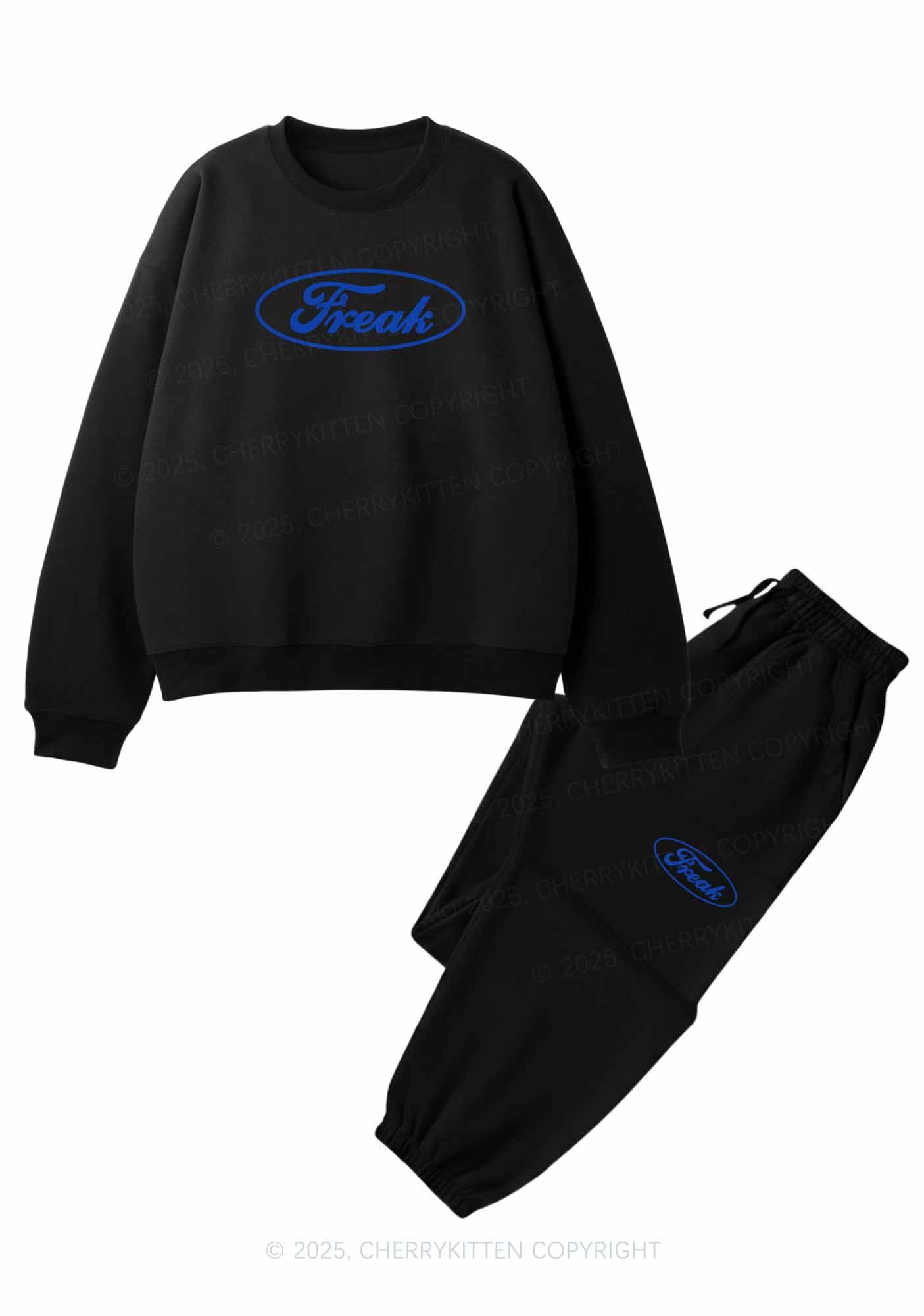 Oval Freak Y2K Fleece Sweatshirts Set Cherrykitten