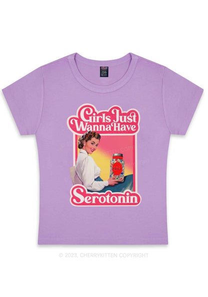 Girls Just Wanna Have Serotonin Y2K Baby Tee Cherrykitten