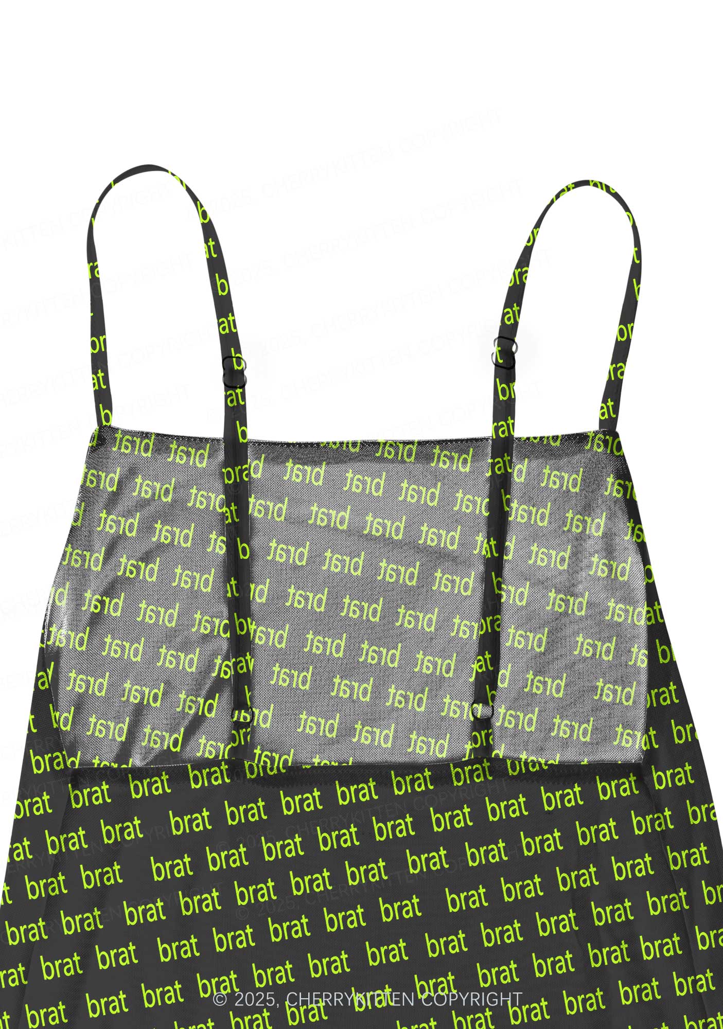 Green Brat Y2K Mesh Slip Dress Cherrykitten