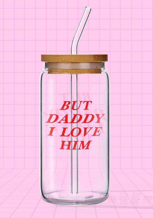 But Daddy I Love Him Pride Y2K Printed Glass Cup Cherrykitten