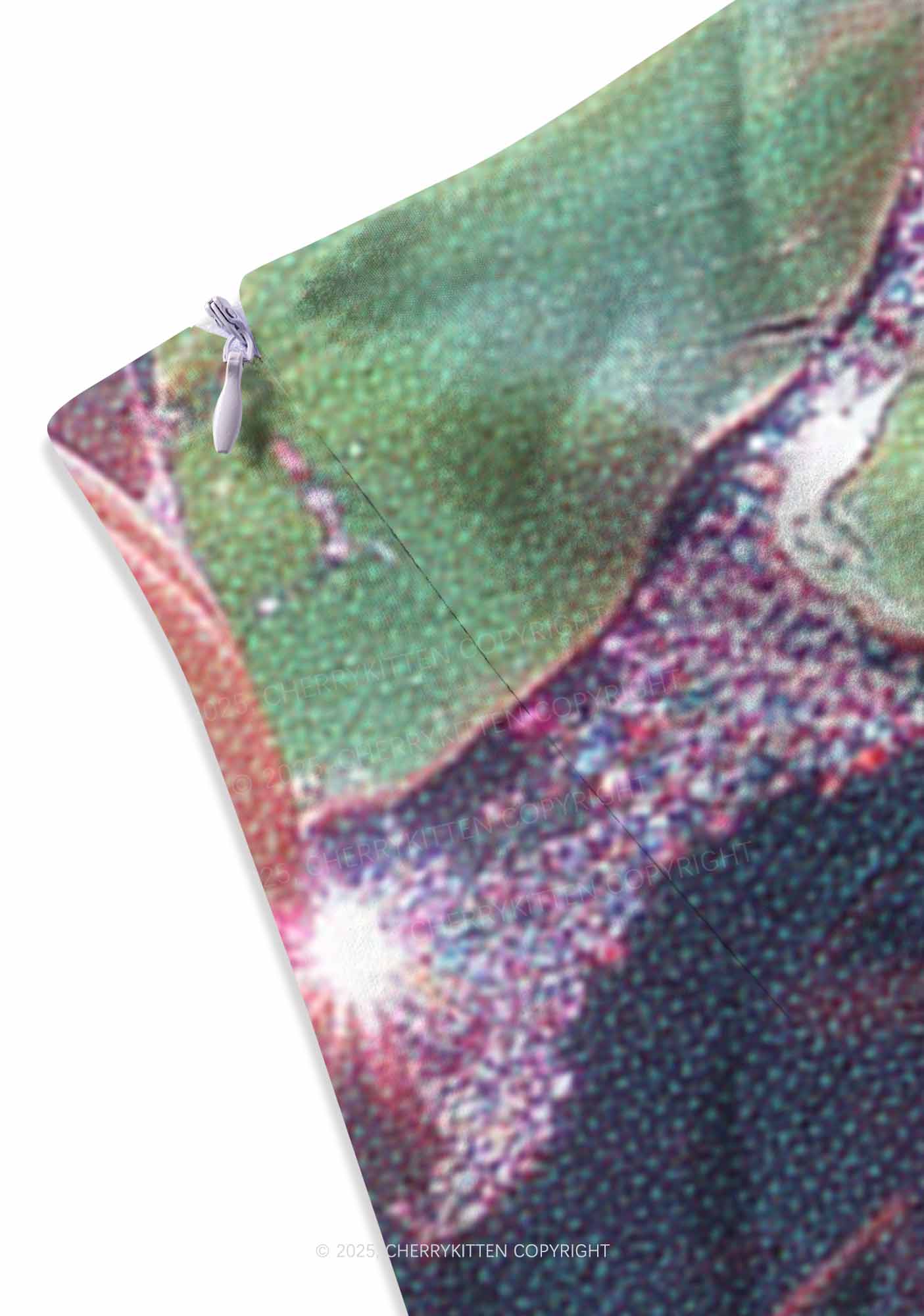 Glitter Lotus Y2K Print Mini Skirt Cherrykitten