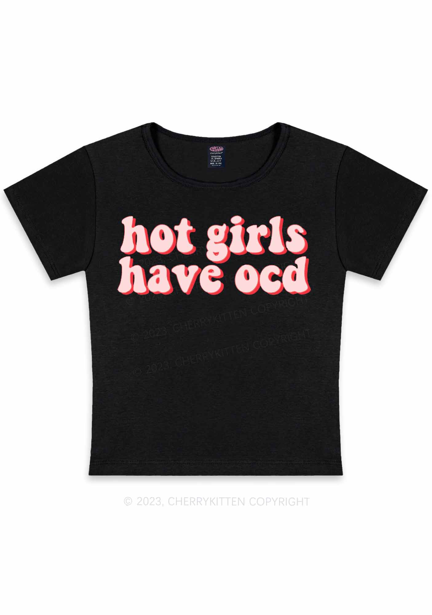 Curvy Hot Girls Have OCD Y2K Baby Tee Cherrykitten