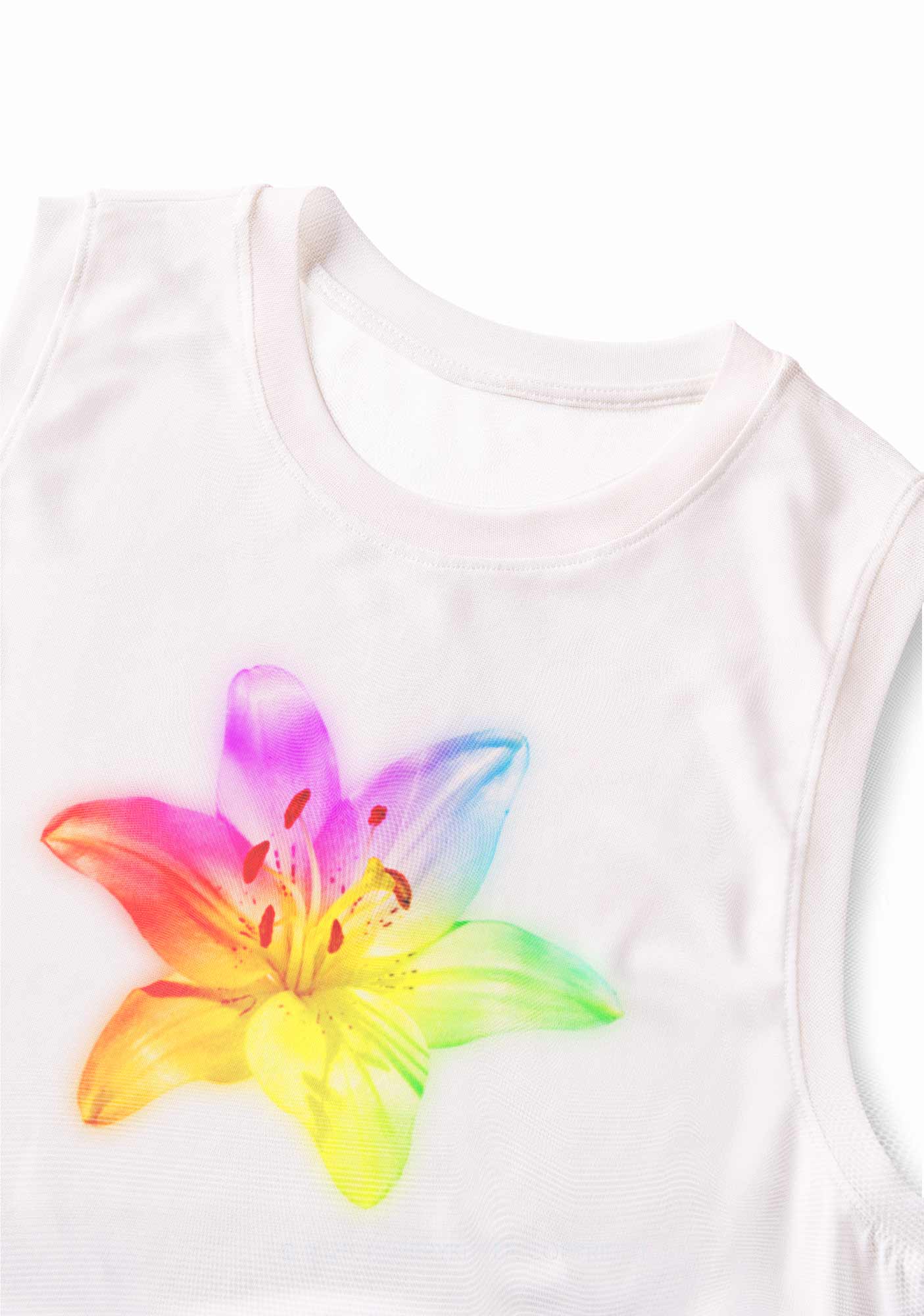 Rainbow Lily Pride Y2K Mesh Muscle Tank Cherrykitten