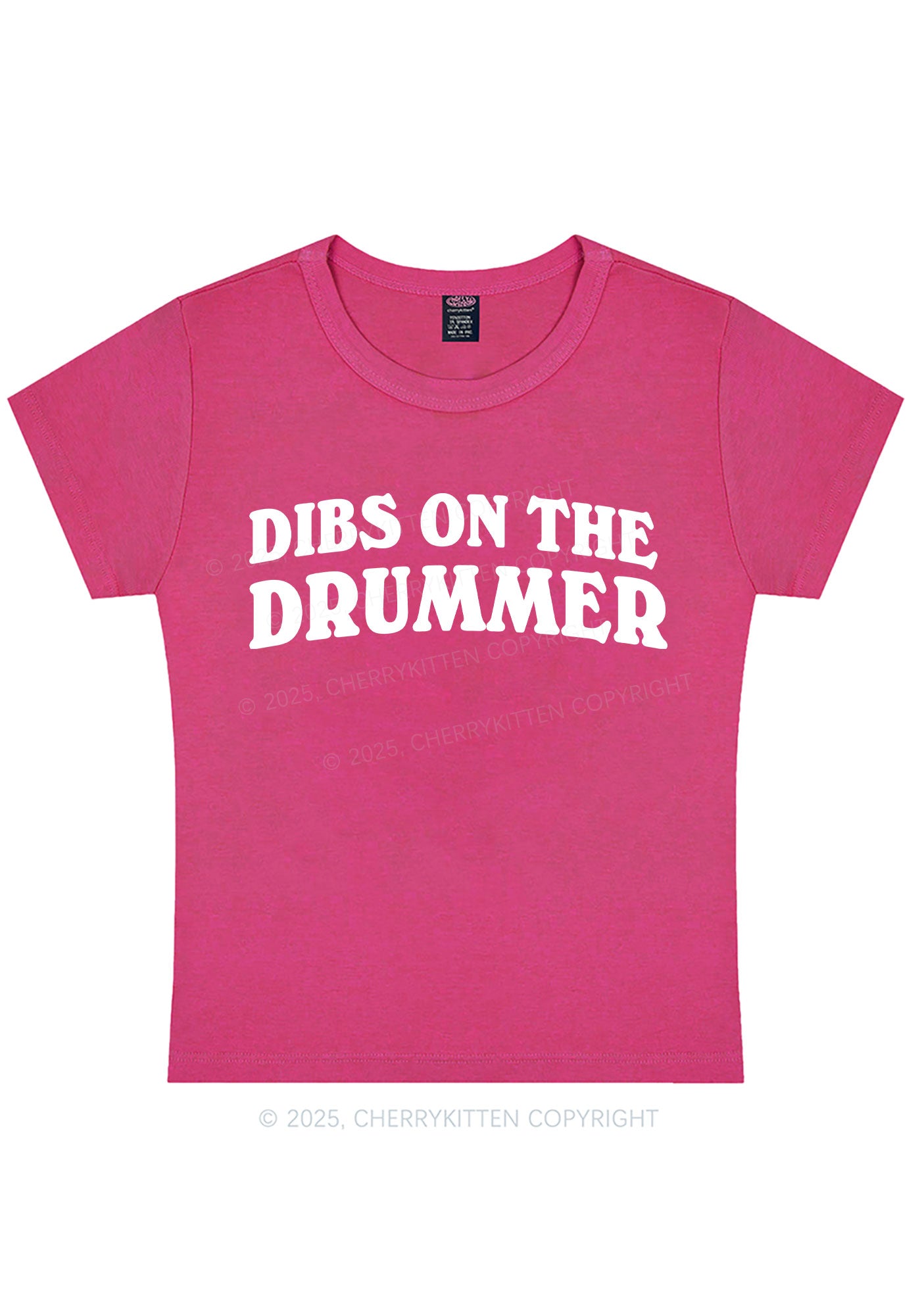 Curvy Dibs On The Drummer Y2K Baby Tee Cherrykitten