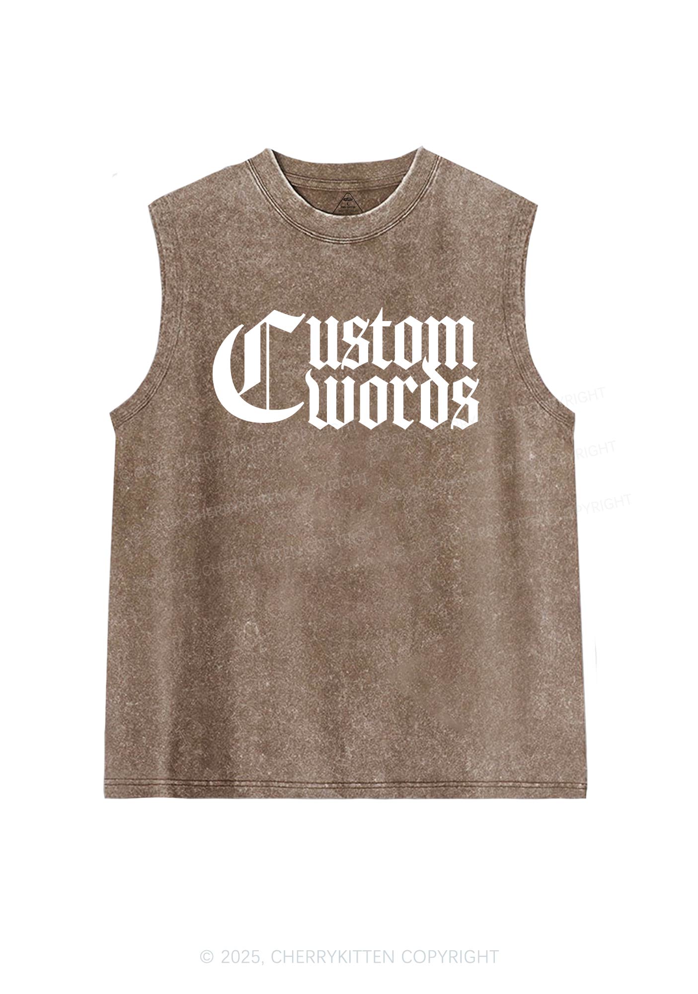 Custom Text Gothic Font Y2K Washed Muscle Tank Cherrykitten