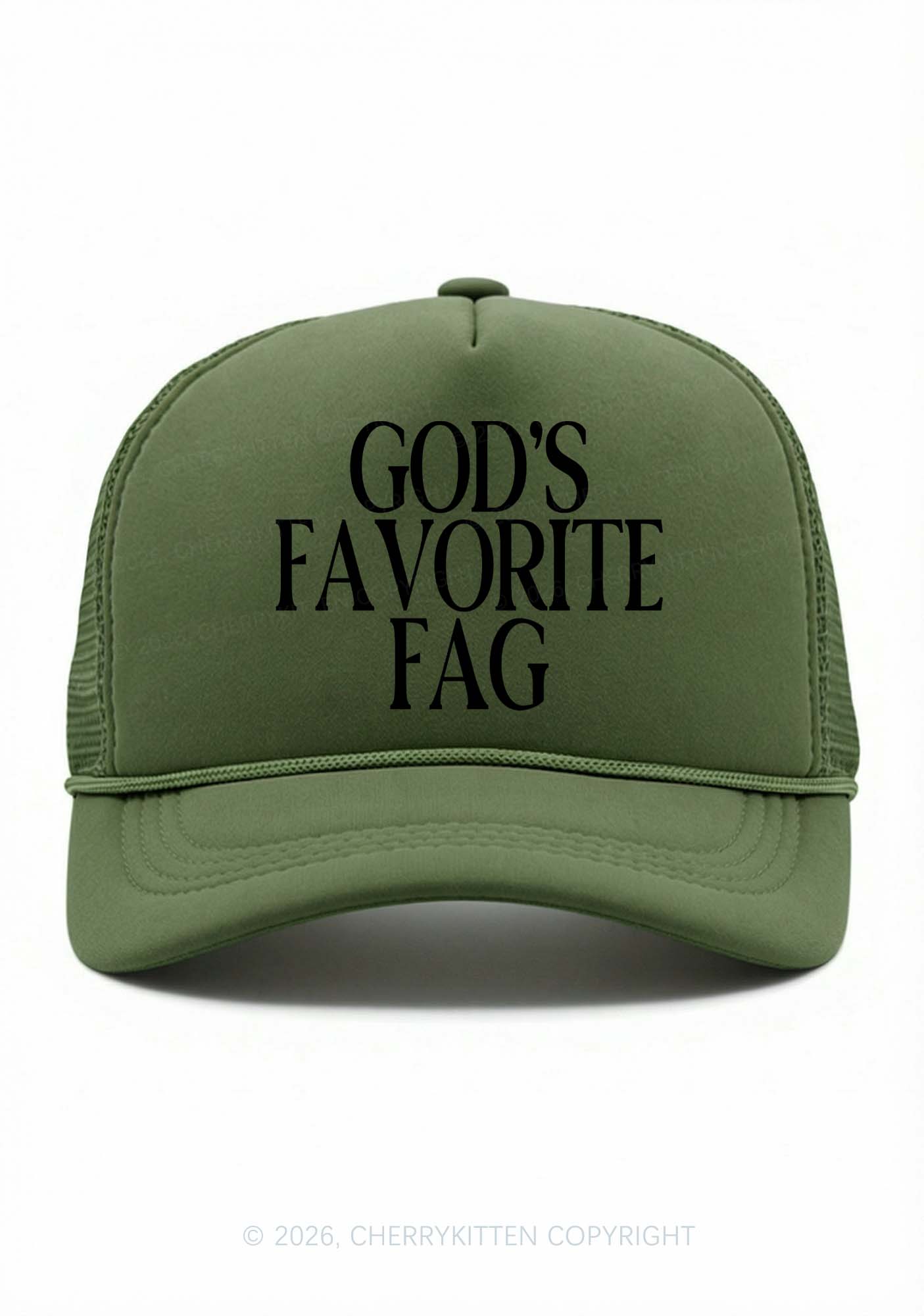Gods Favorite Fag Pride Y2K Trucker Hat Cherrykitten