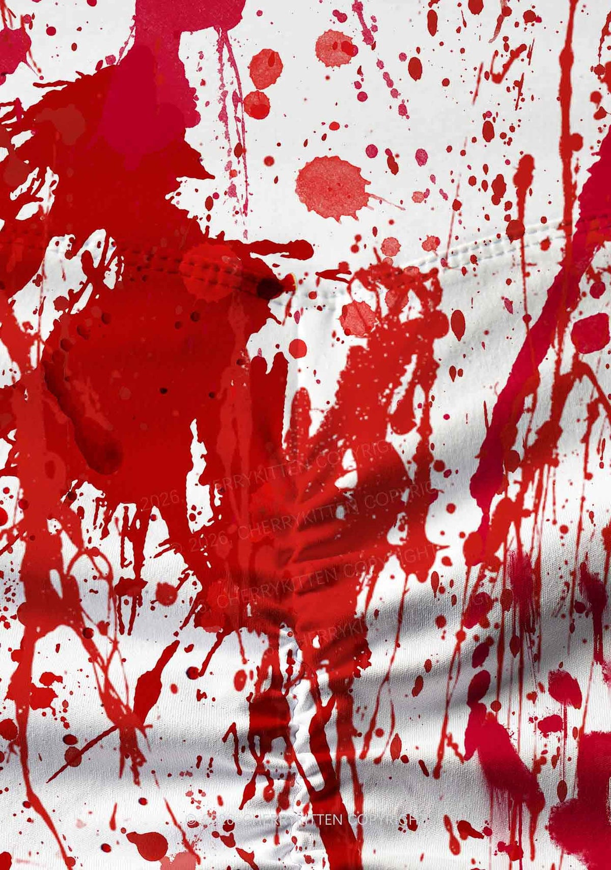 Halloween Red Blood On White Y2K Print Yoga Shorts Cherrykitten