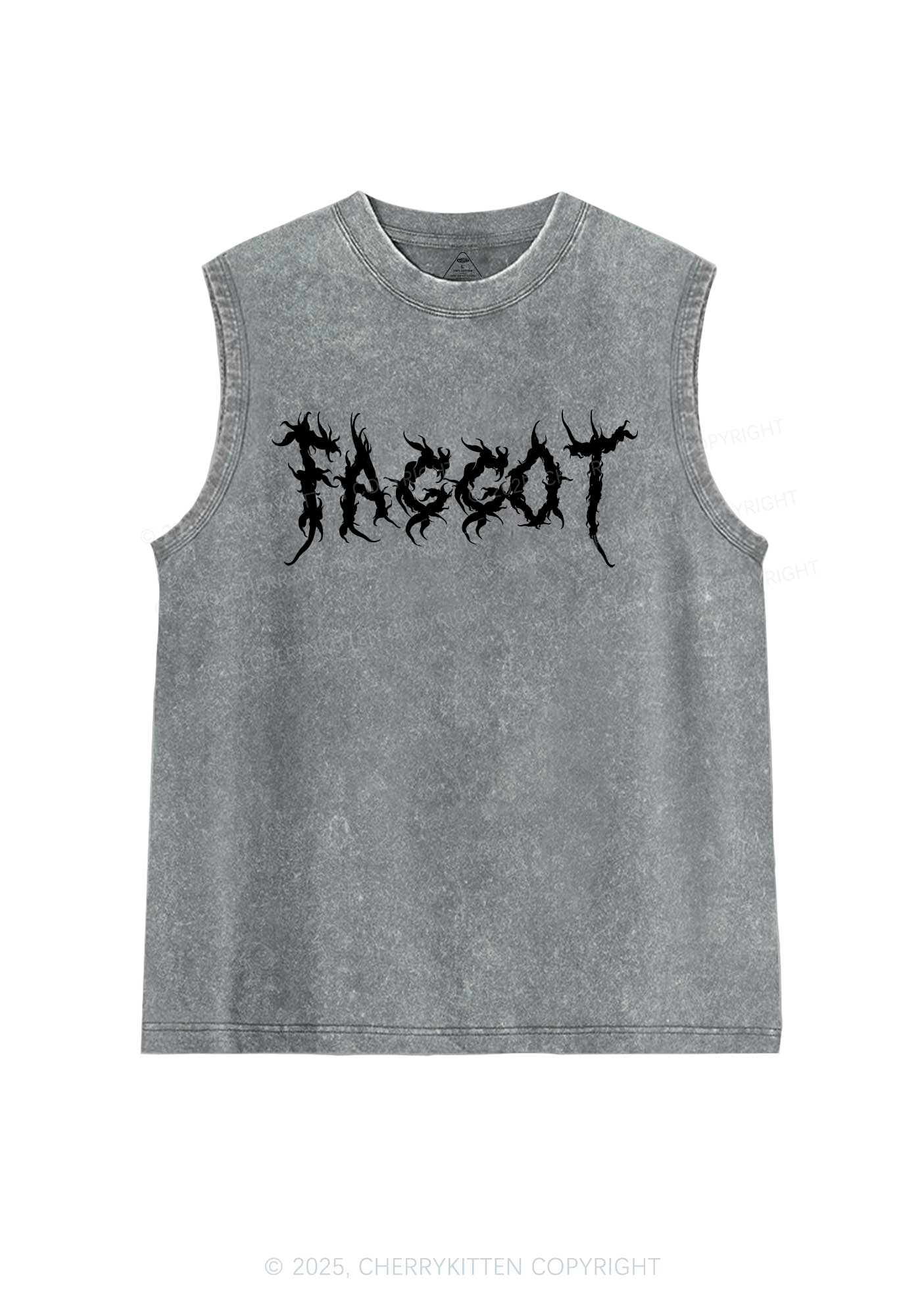 Punk Faggot Pride Y2K Washed Muscle Tank Cherrykitten
