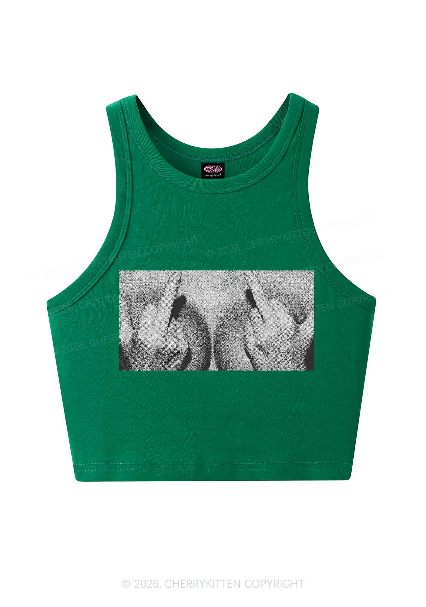 Middle Finger Bxxbs Y2K Crop Tank Top Cherrykitten