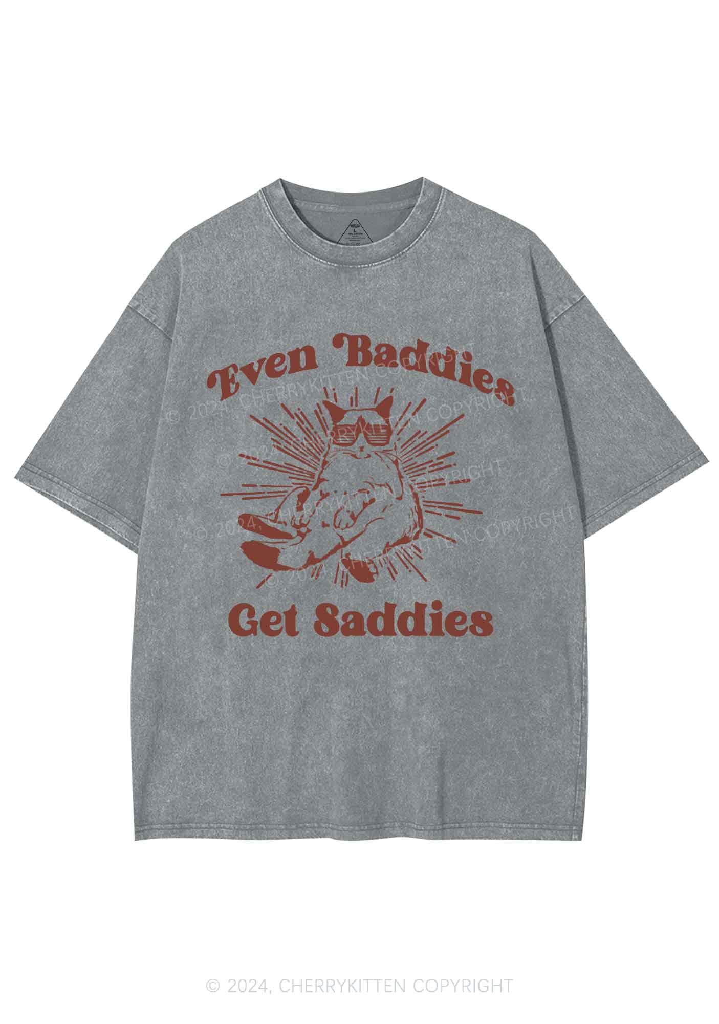Baddies Cat Y2K Washed Tee Cherrykitten