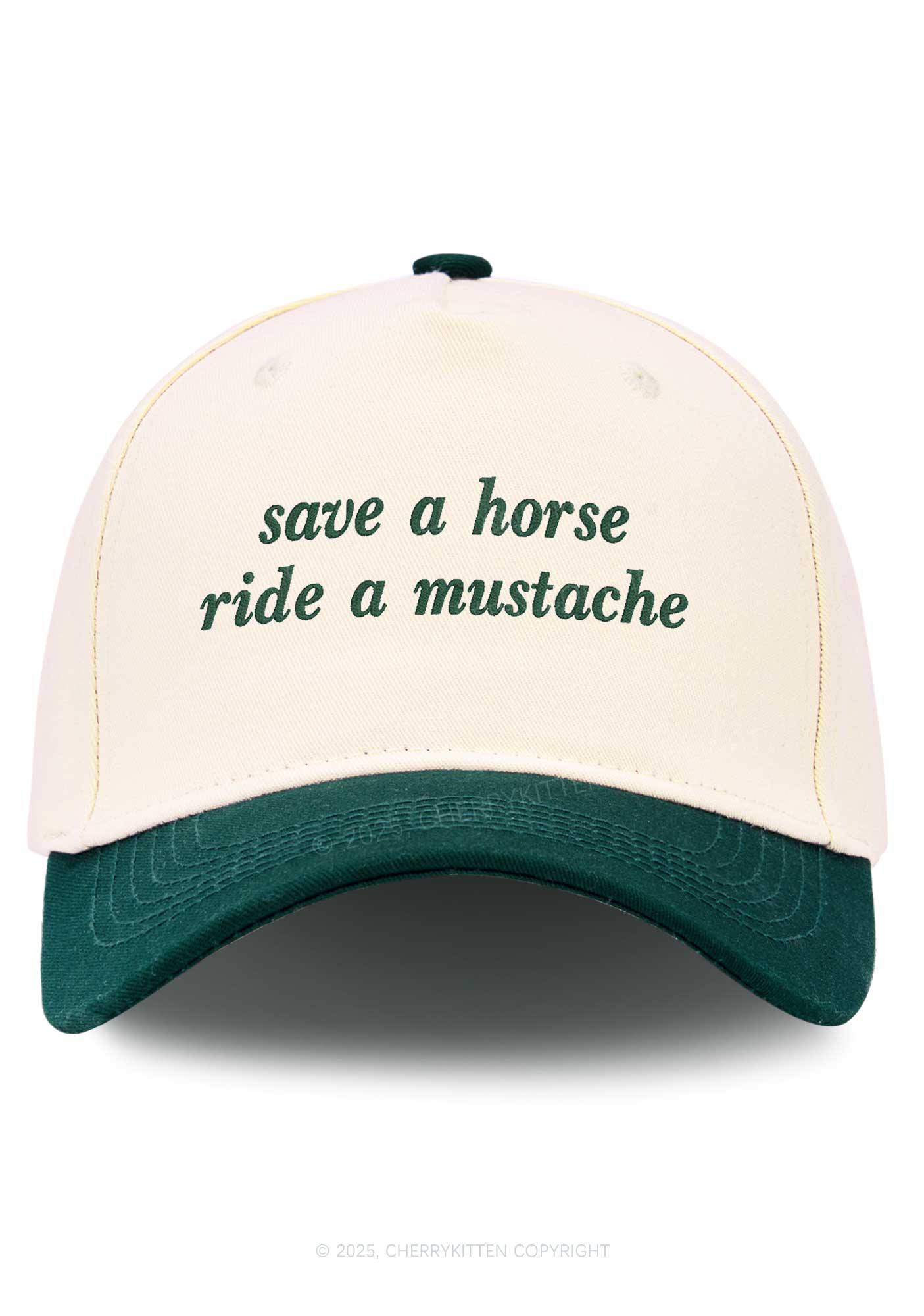Embroidered Ride A Mustache Y2K Color Block Baseball Cap Cherrykitten