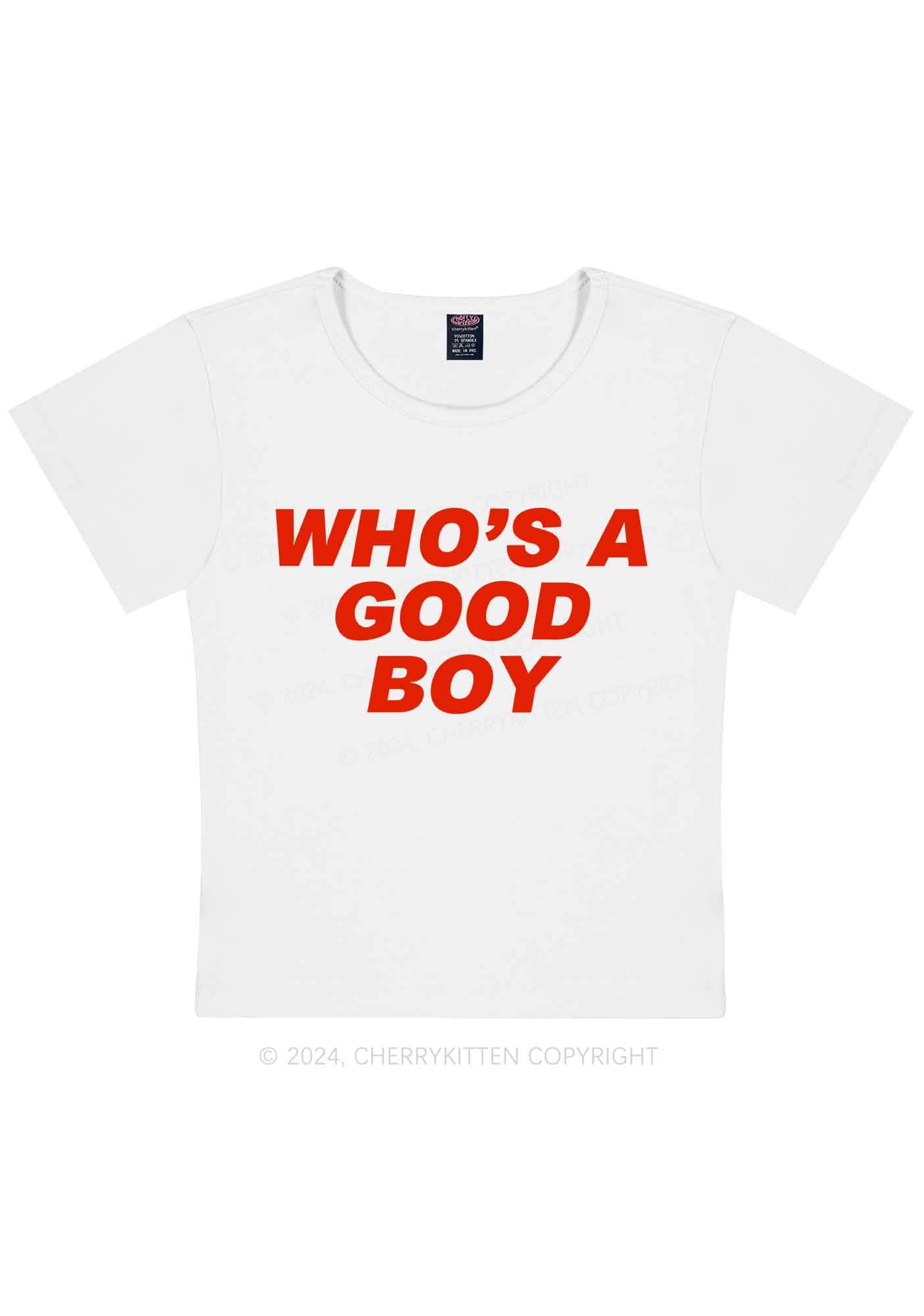 Curvy Who's A Good Boy Y2K Baby Tee Cherrykitten