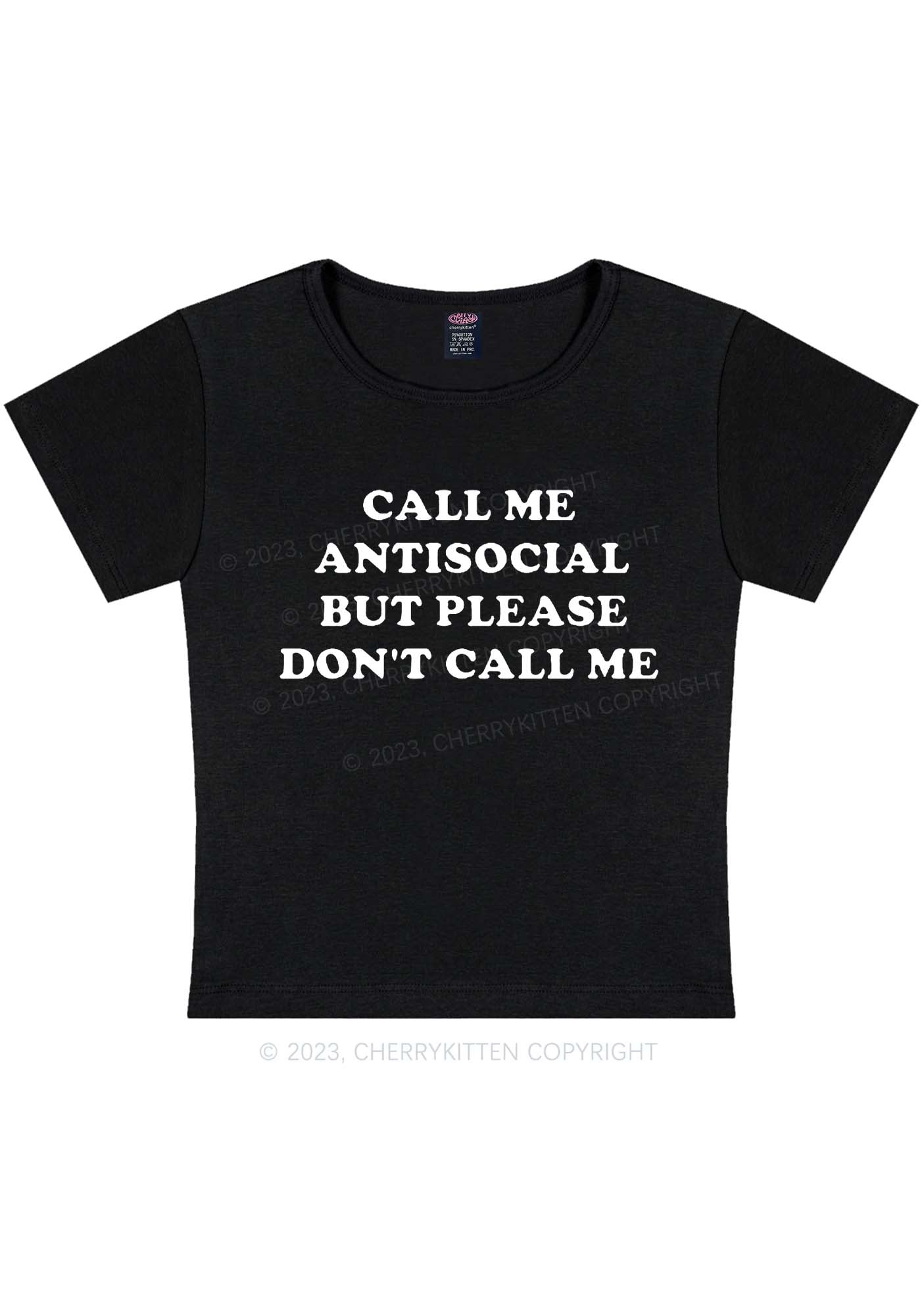 Curvy Call Me Antisocial Y2K Baby Tee Cherrykitten