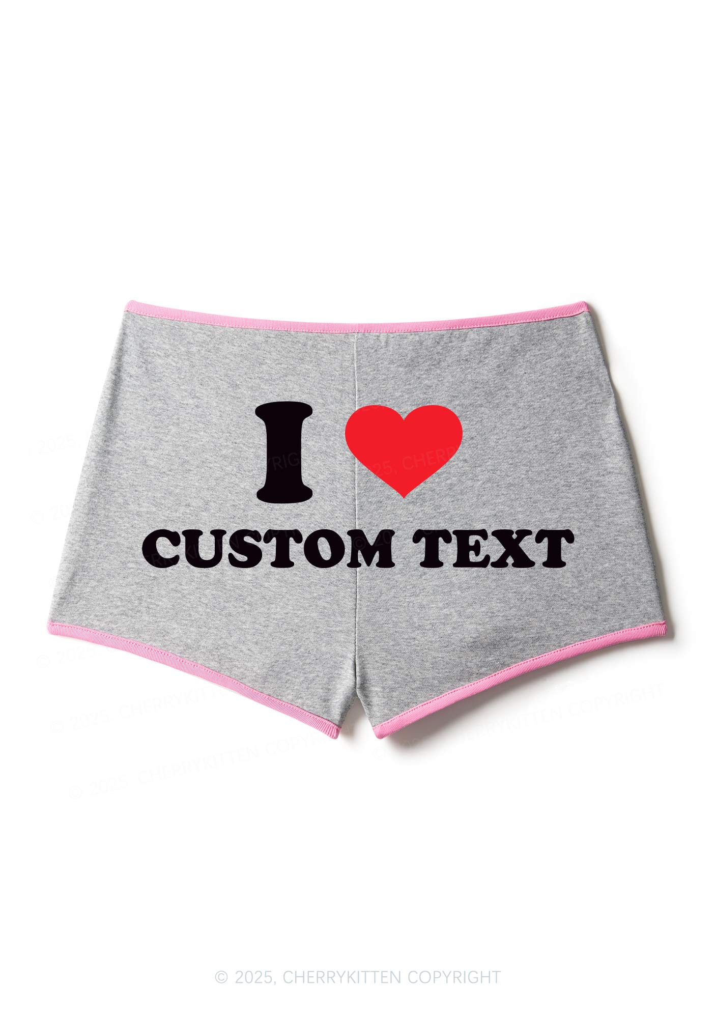 I Love Custom Personalized Y2K Contrast Mini Shorts Cherrykitten