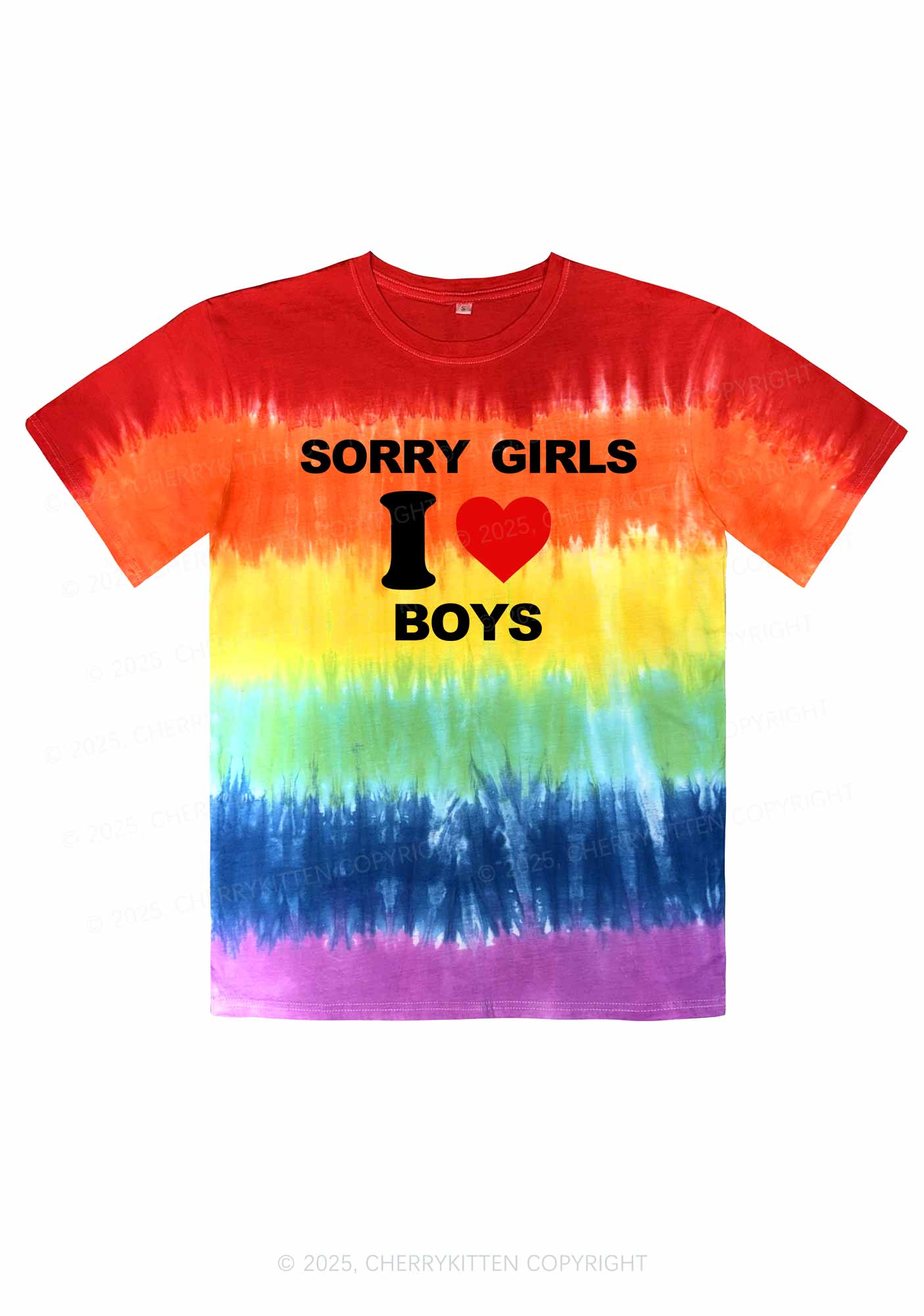 Sorry Girls I Love Boys Pride Y2K Tie Dye Shirts Cherrykitten