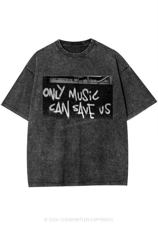 Only Music Can Save Us Y2K Washed Tee Cherrykitten