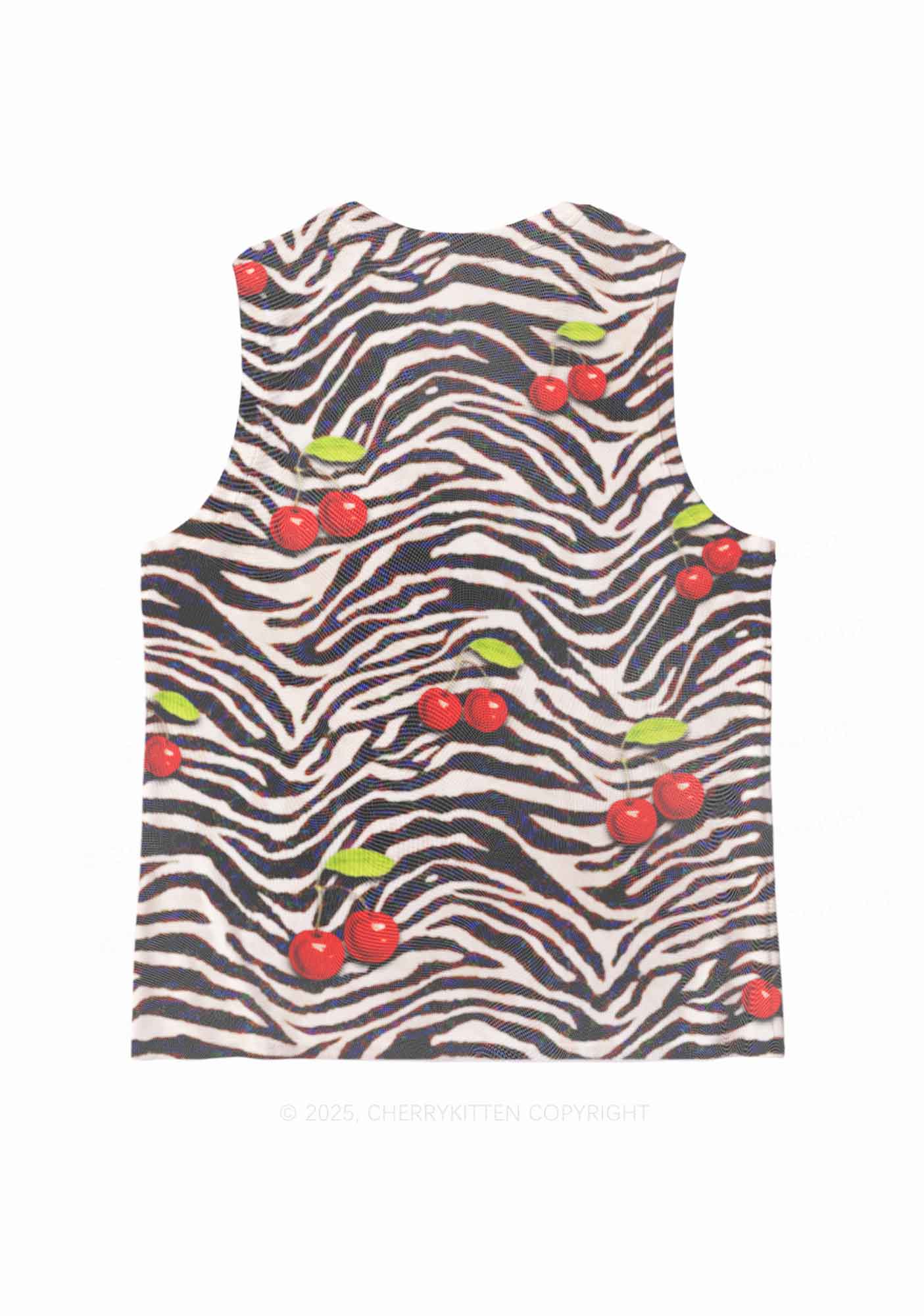 Zebra Cherry Y2K Mesh Muscle Tank Cherrykitten