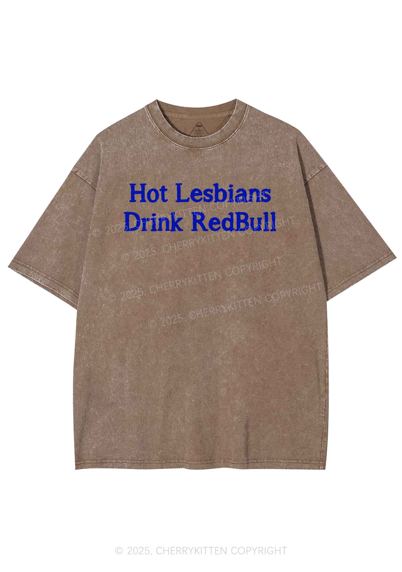 Hot Lesbians Drink RedBull Pride Y2K Shirts Washed Tee Cherrykitten