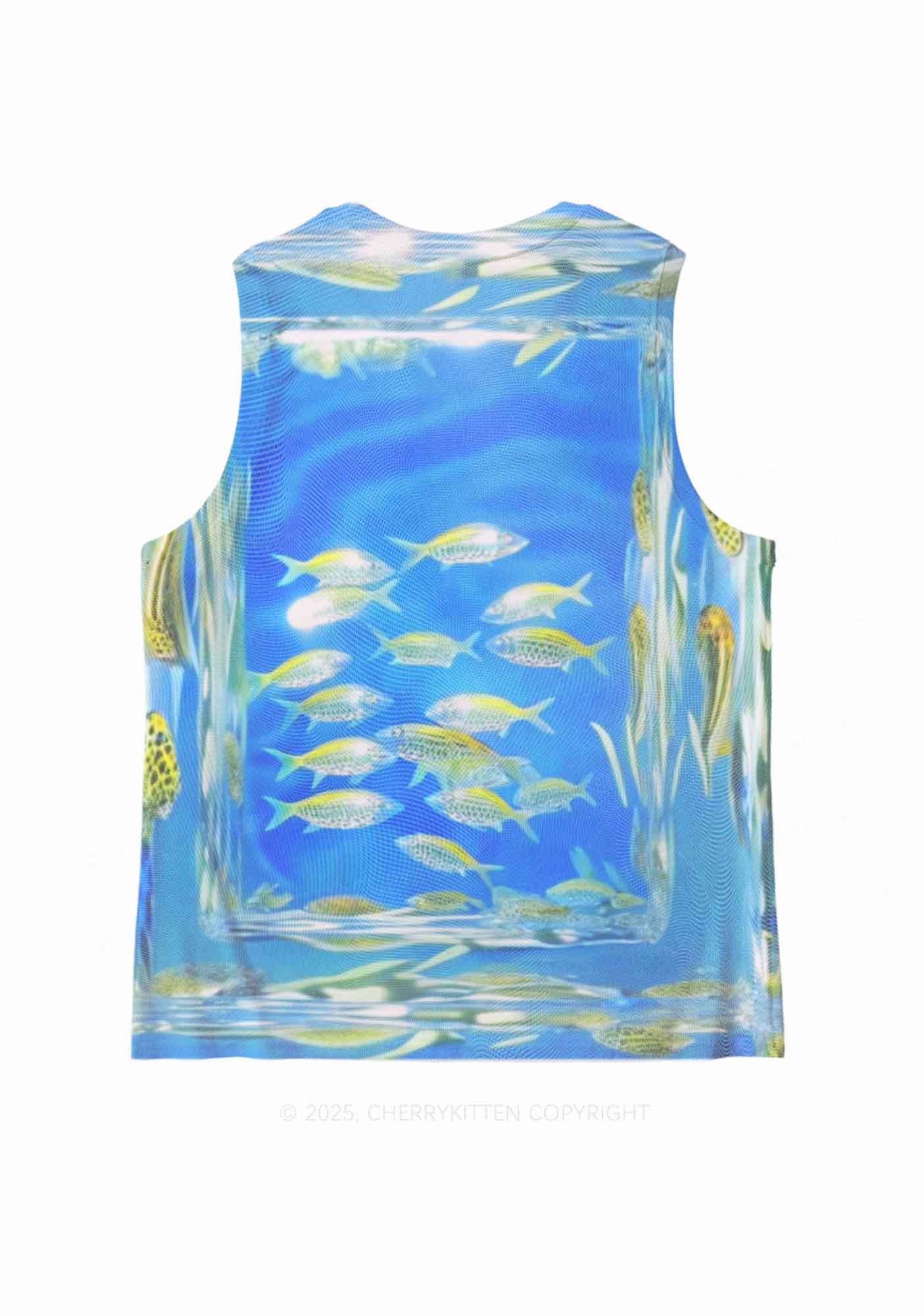 Undersea Fish Y2K Mesh Muscle Tank Cherrykitten