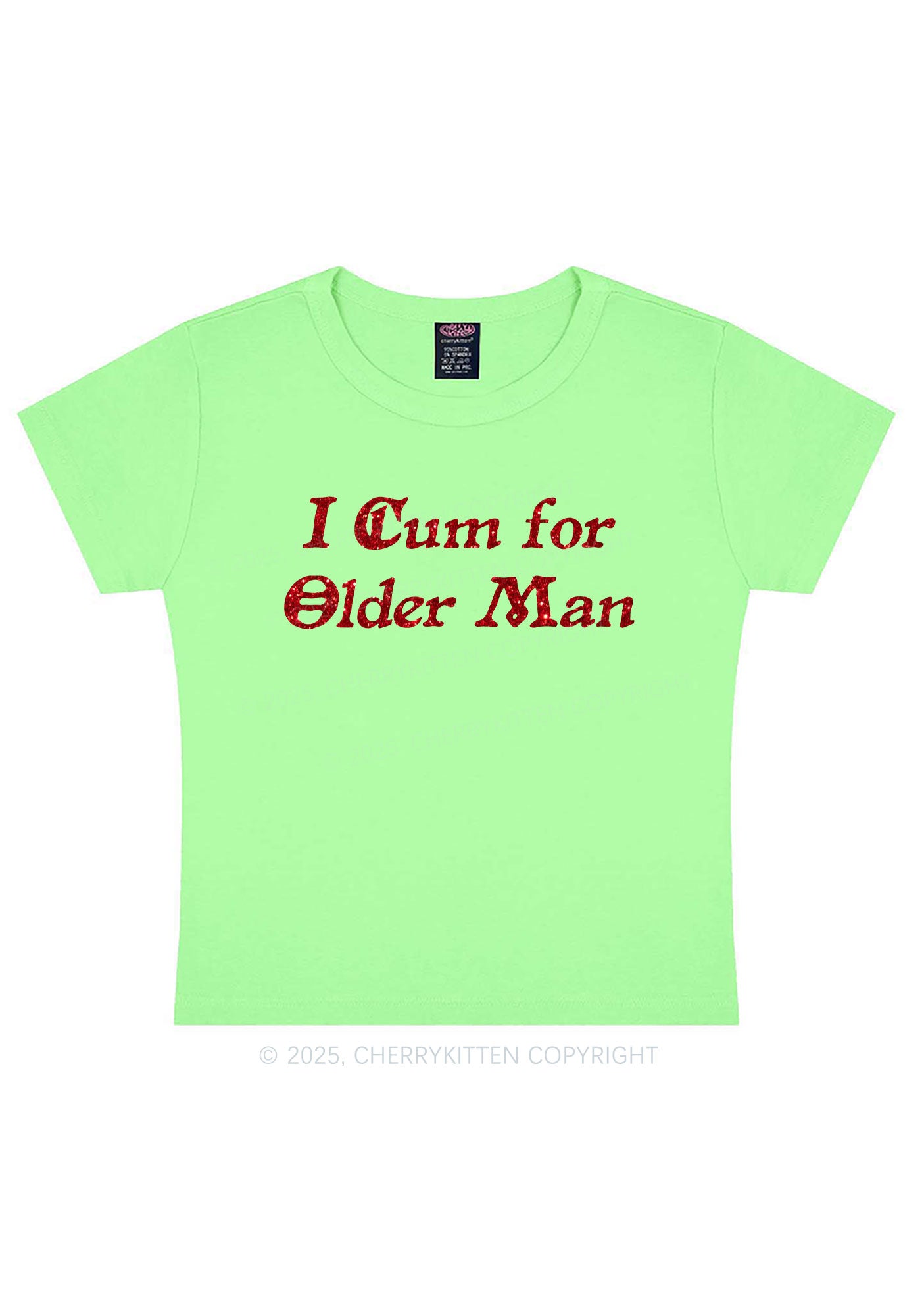 Glitter Come For Older Men Y2K Baby Tee Cherrykitten