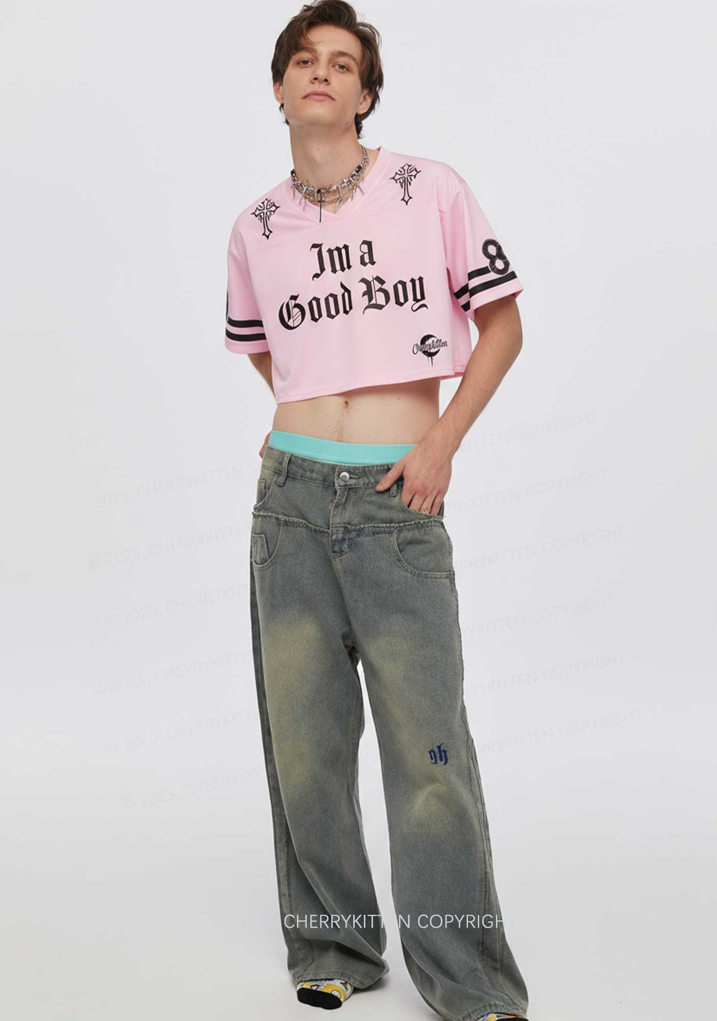 Custom I Am A Good Boy Y2K Crop Sport Jersey Shirts Cherrykitten