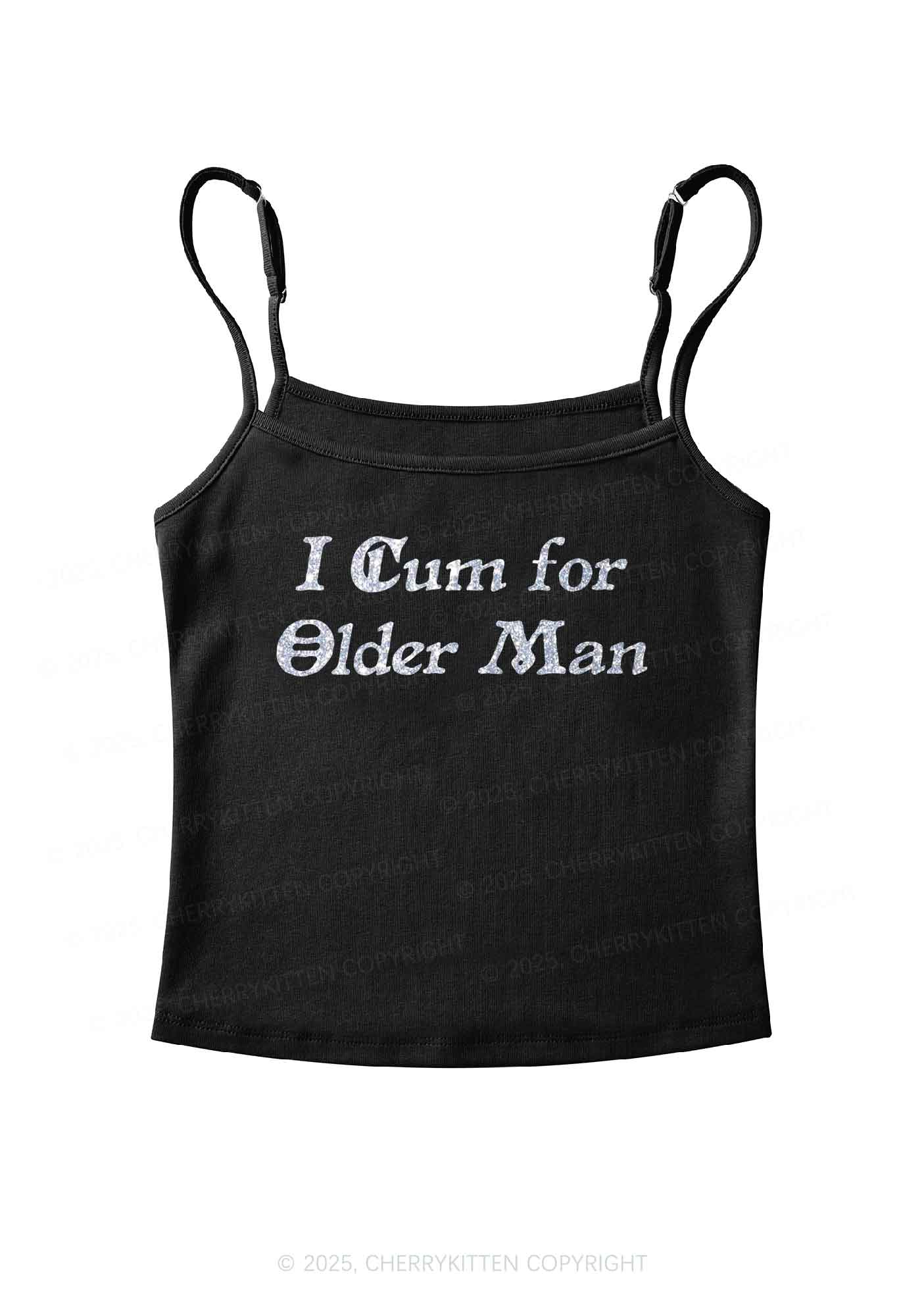 Glitter Come For Older Men Y2K Spaghetti Strap Cami Cherrykitten
