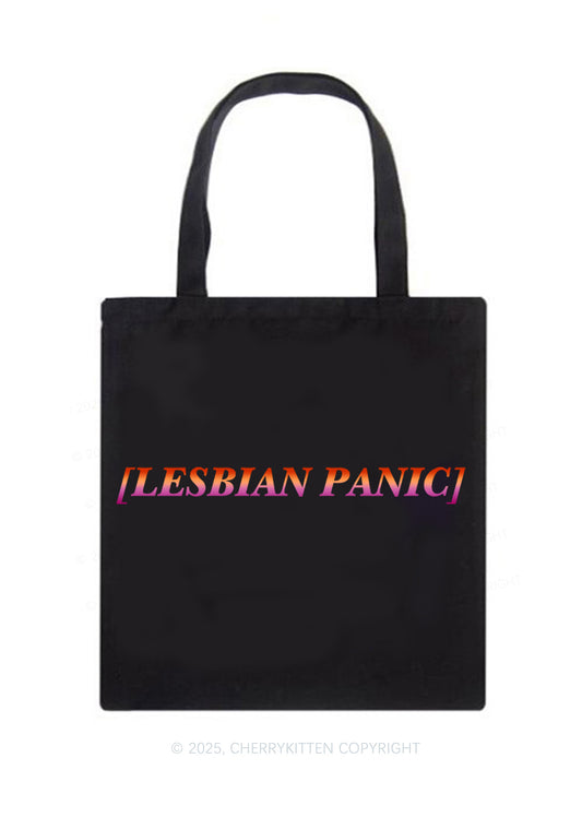 Lesbian Panic Pride Y2K Canvas Tote Bag Cherrykitten