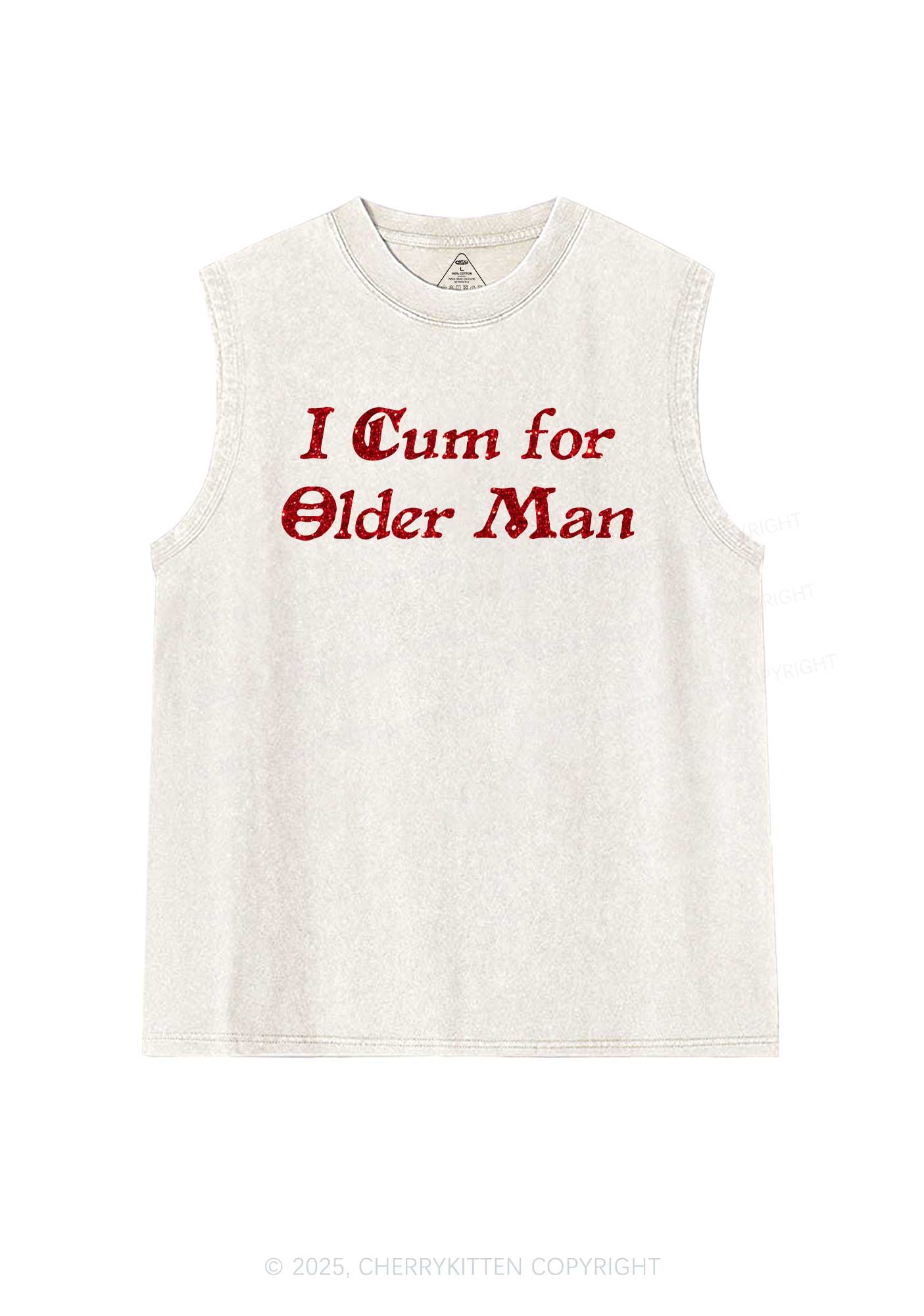Glitter Come For Older Men Y2K Washed Muscle Tank Cherrykitten