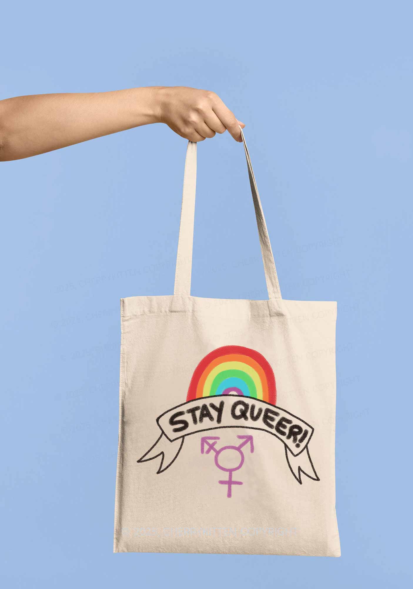 Stay Queer Pride Y2K Canvas Tote Bag Cherrykitten