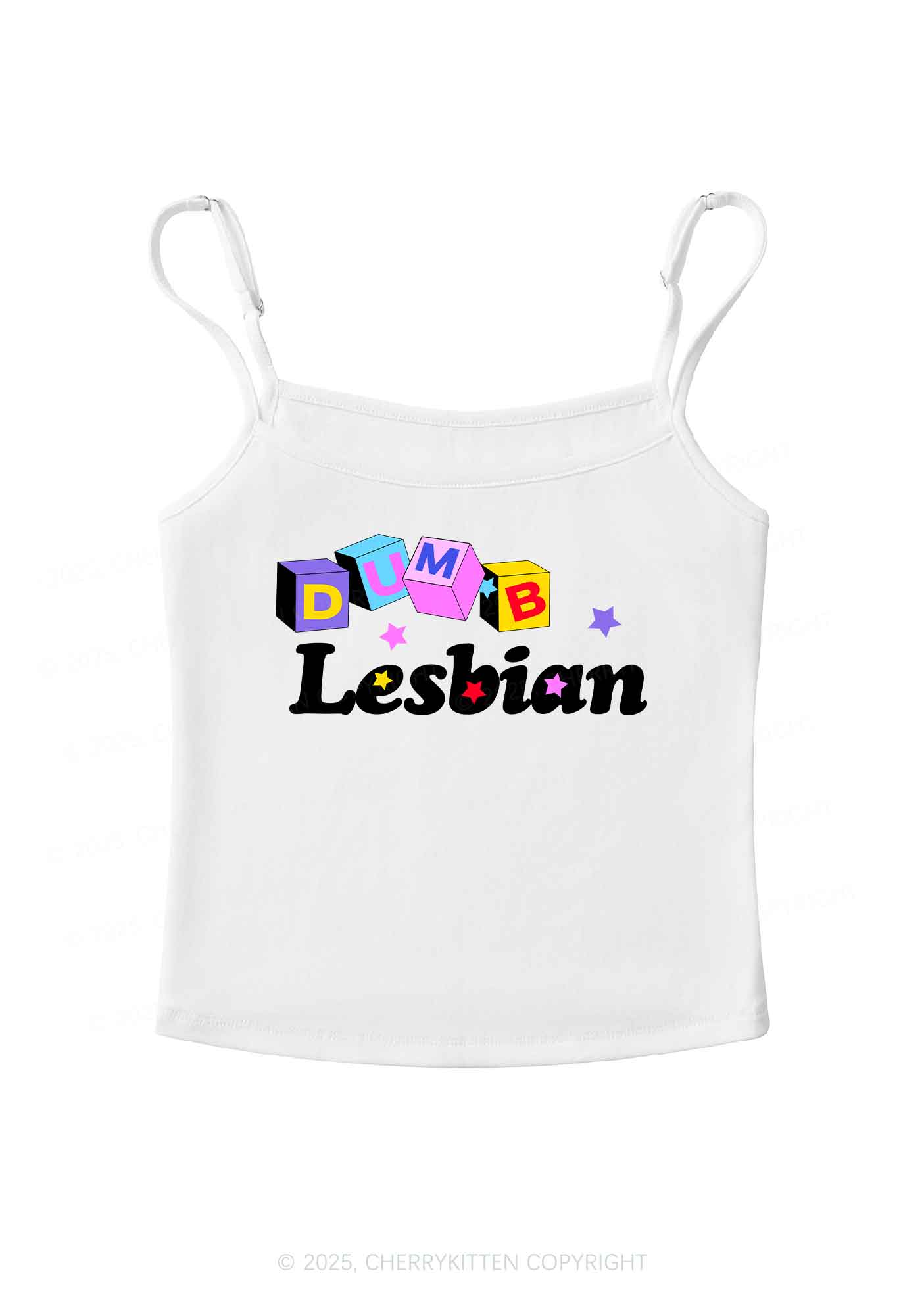 Dumb Lesbian Pride Y2K Spaghetti Strap Cami Cherrykitten