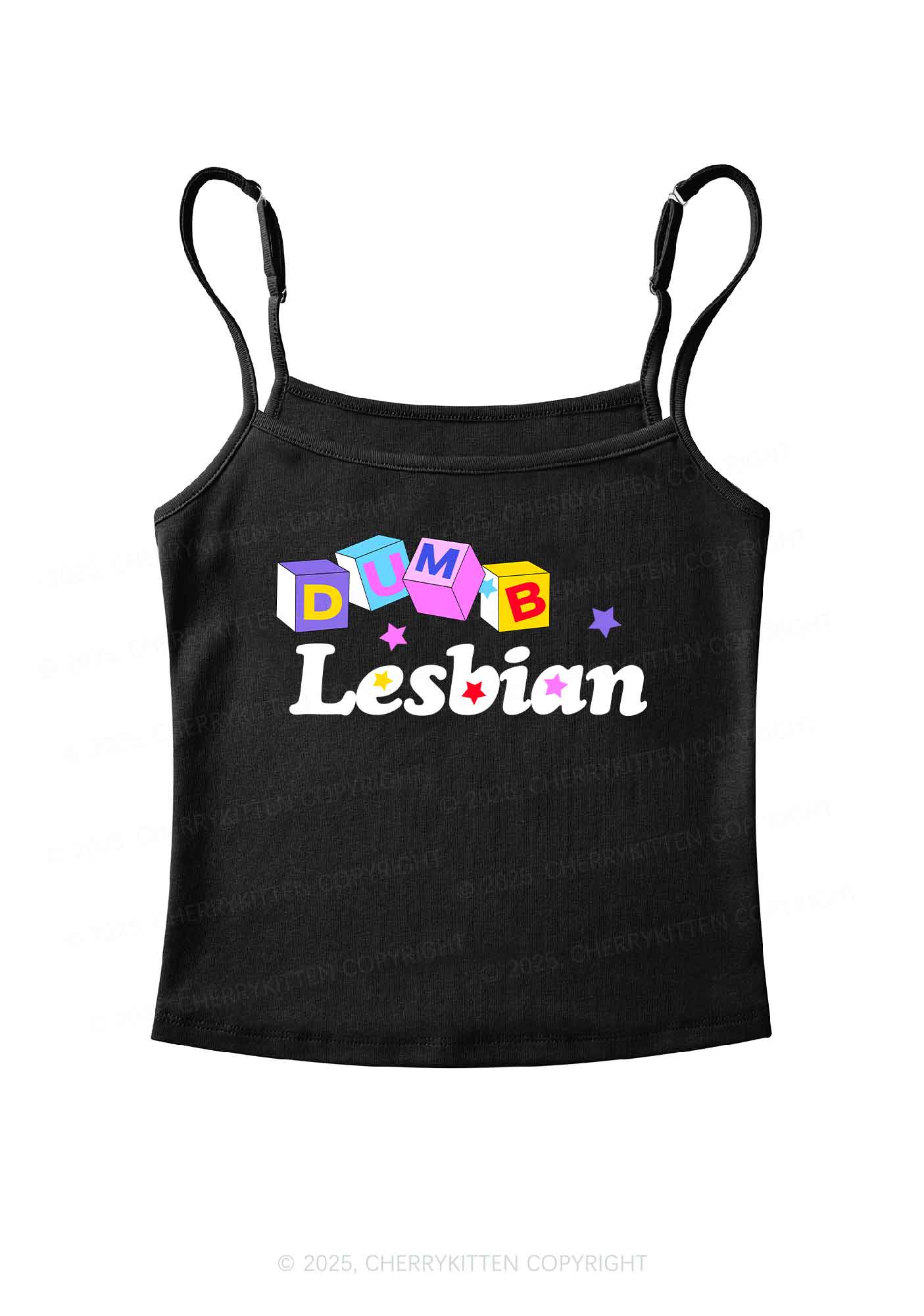 Dumb Lesbian Pride Y2K Spaghetti Strap Cami Cherrykitten